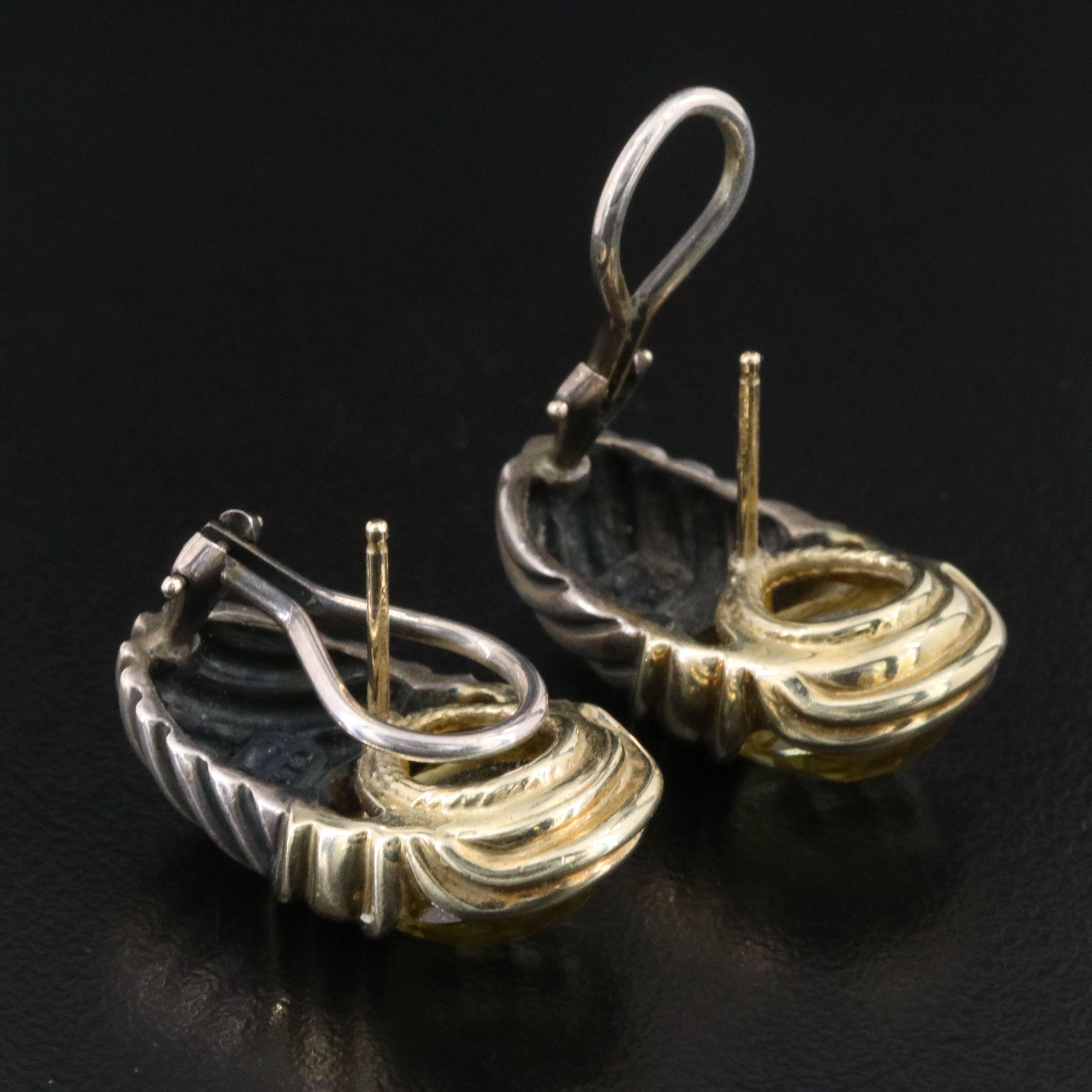 David Yurman Sterling,14K and Lemon Quartz Cable Shrimp Earrings