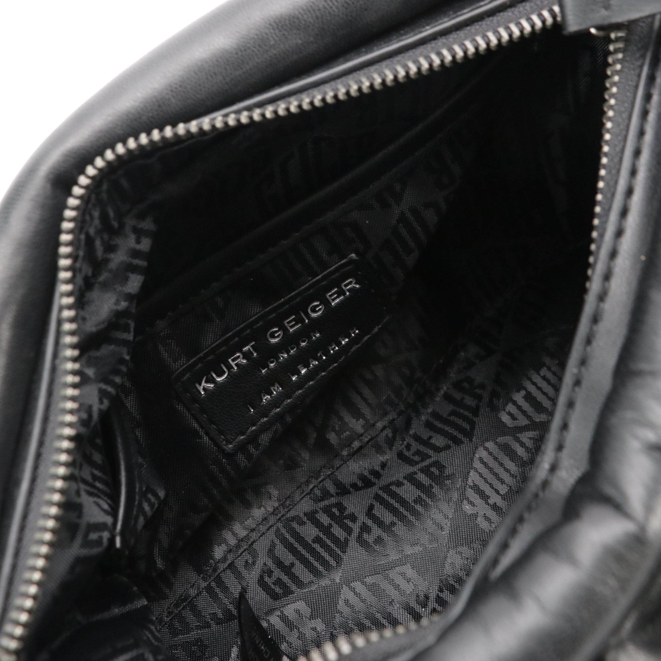 Kurt Geiger London Black Soft Quilted Lambskin Clutch with Detachable Strap
