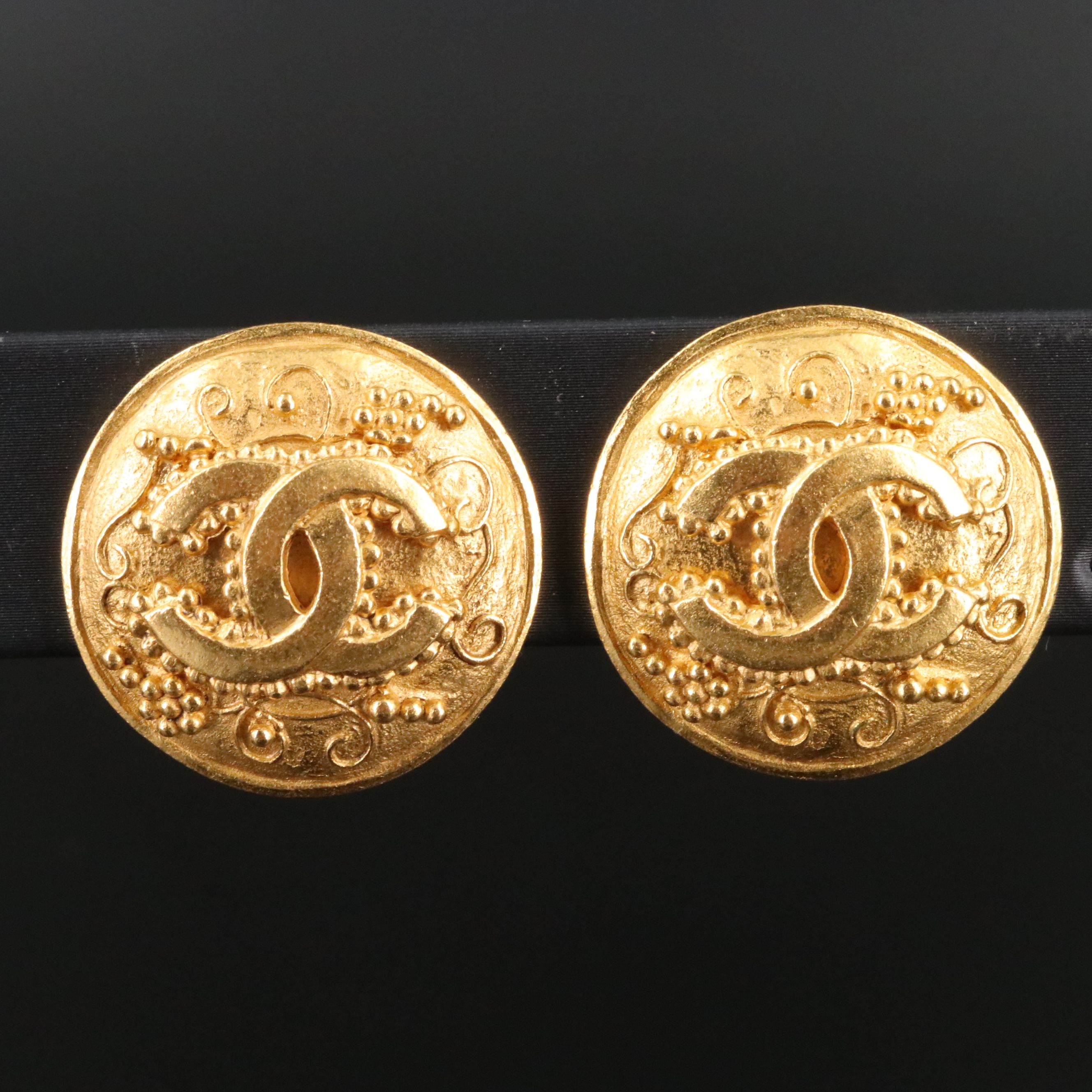 Chanel Vintage CC Button Clip Earrings, 1990s