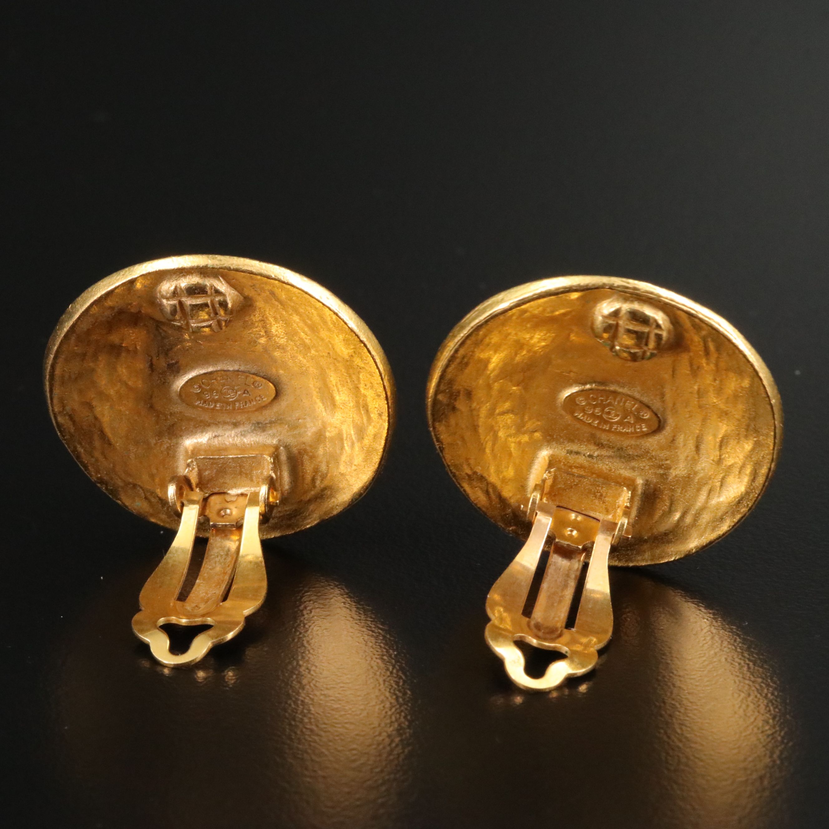 Chanel Vintage CC Button Clip Earrings, 1990s