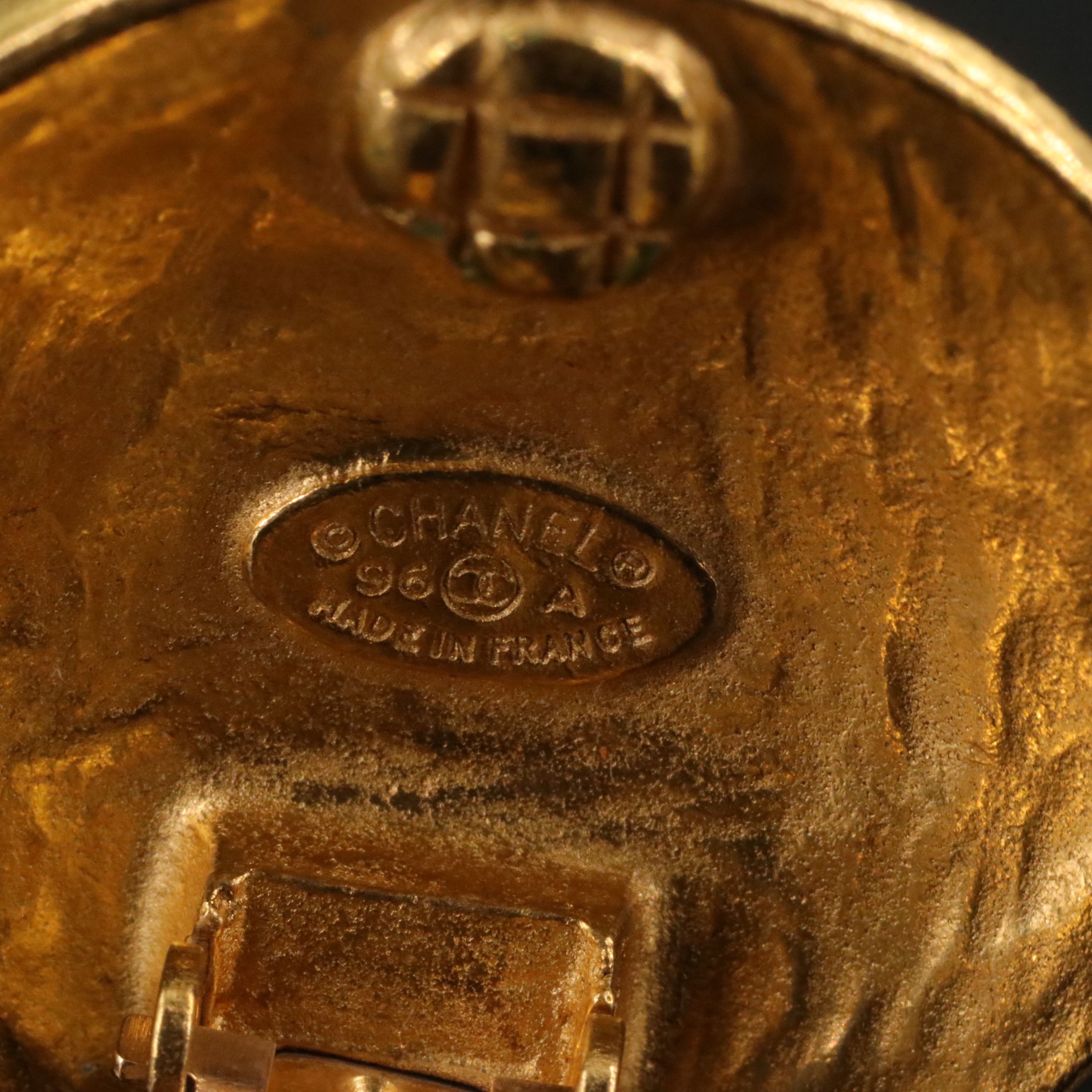 Chanel Vintage CC Button Clip Earrings, 1990s