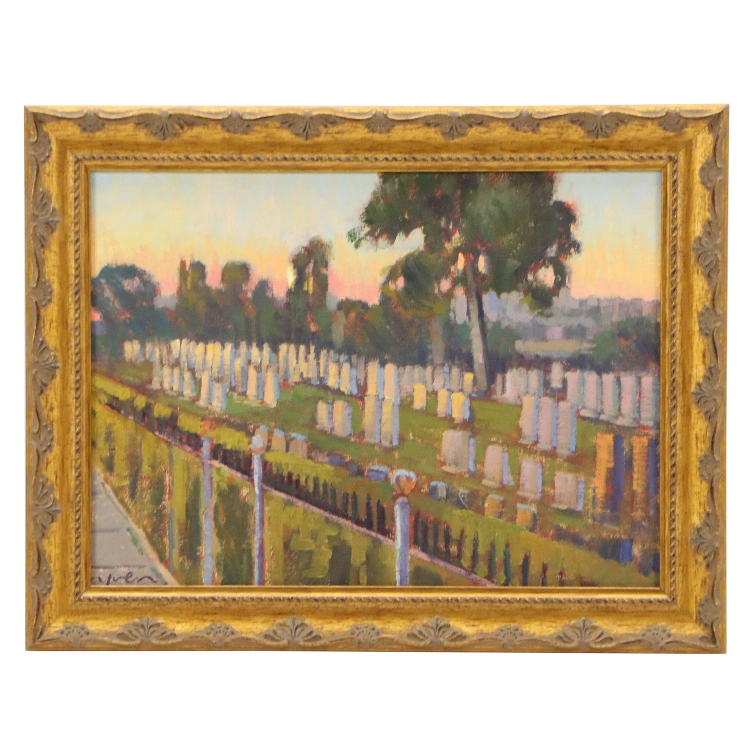 Kevin Yuen Oil Painting "Mt. Hope Cemetery, San Diego CA," 2020