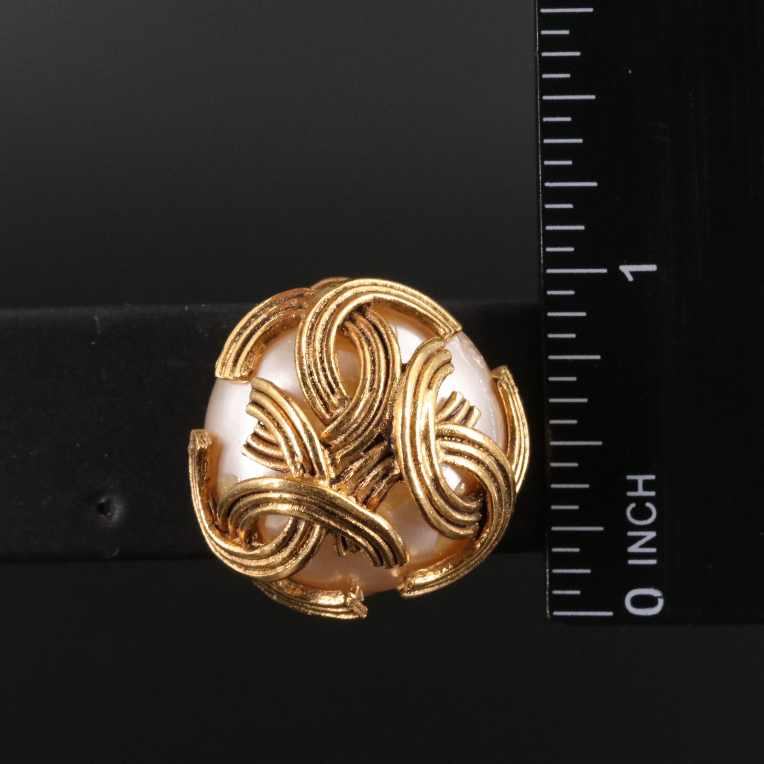 Chanel CC Faux Pearl Clip Earrings