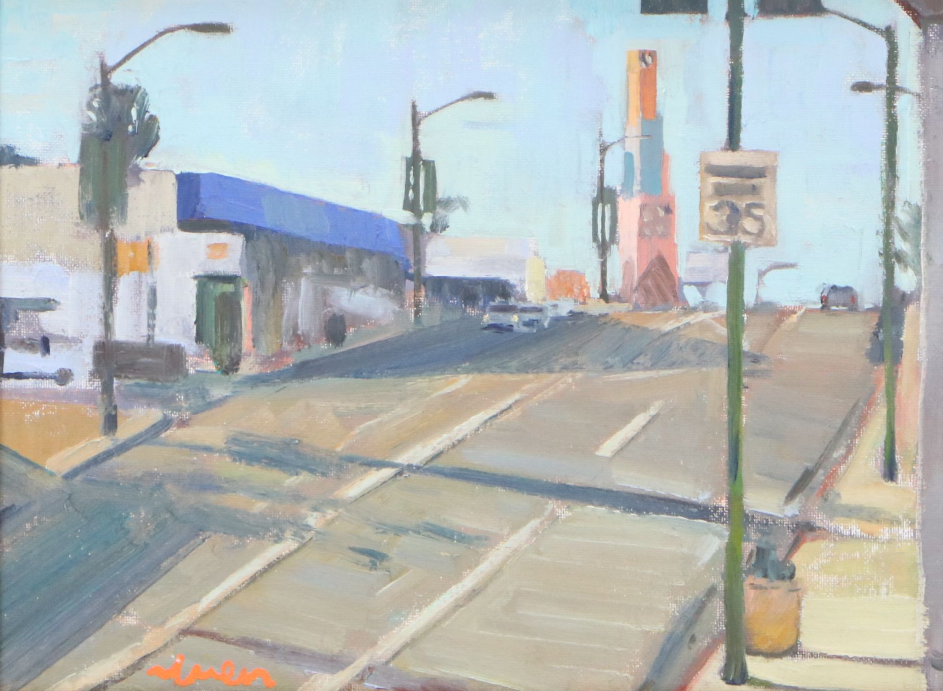 Kevin Yuen Cityscape Oil Painting of Road, 21st Century