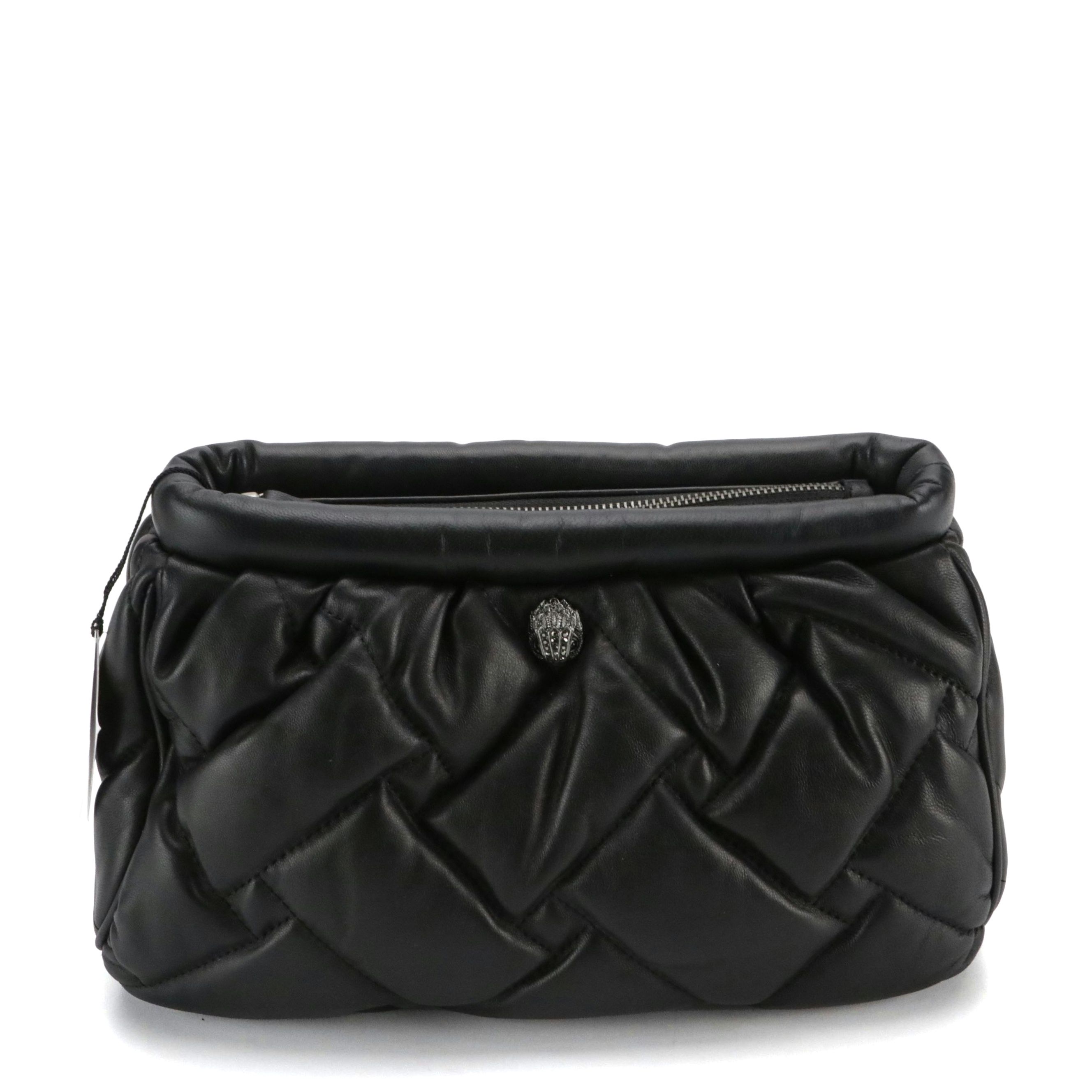 Kurt Geiger London Black Soft Quilted Lambskin Clutch with Detachable Strap