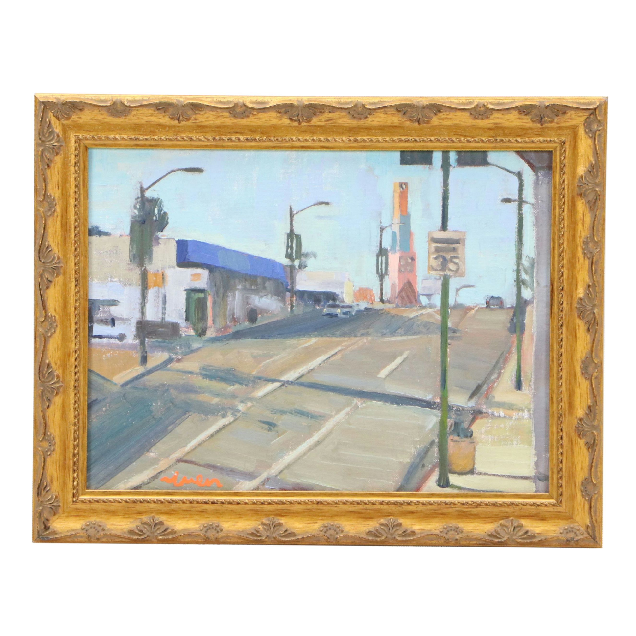 Kevin Yuen Cityscape Oil Painting of Road, 21st Century