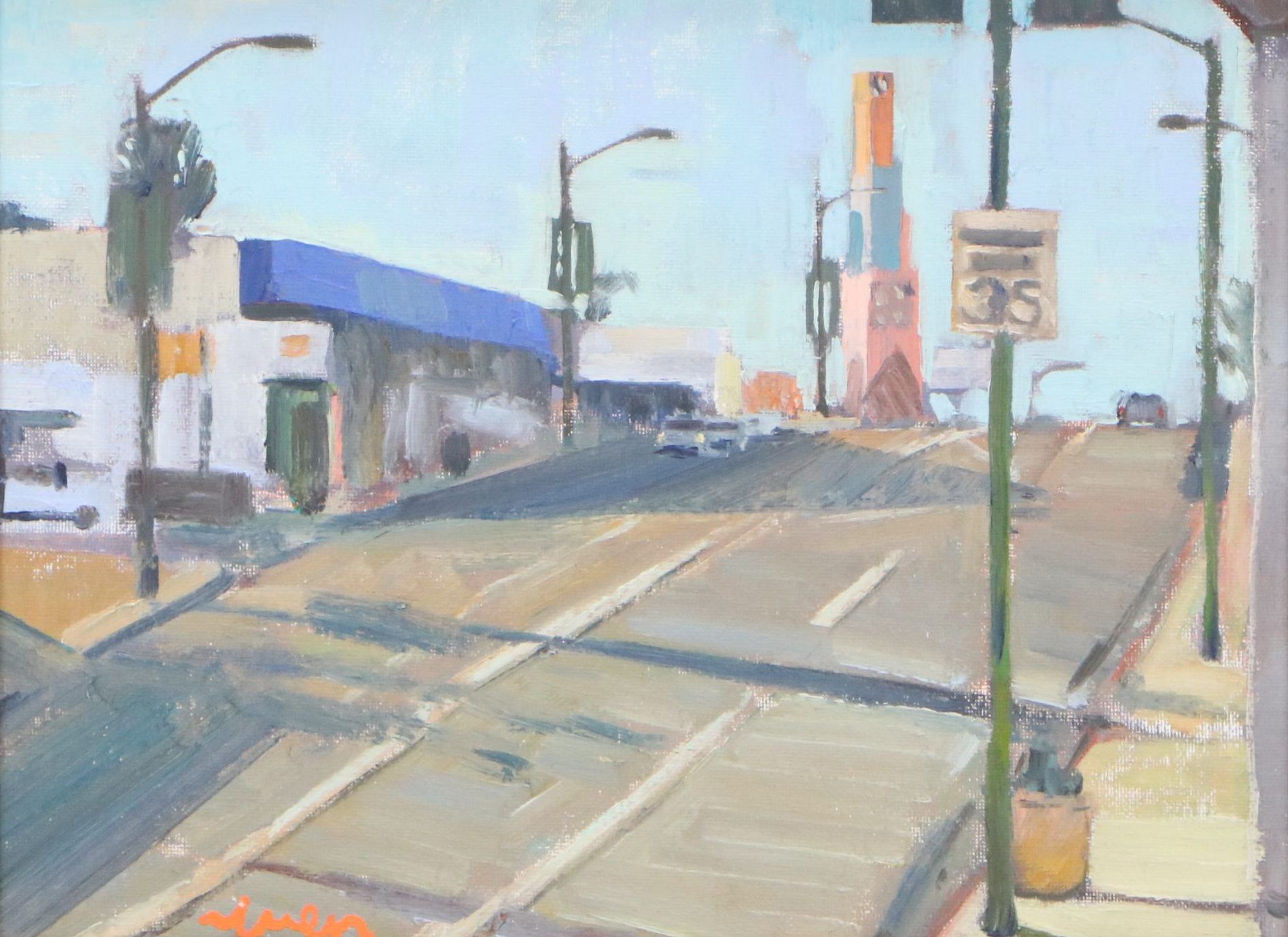 Kevin Yuen Cityscape Oil Painting of Road, 21st Century