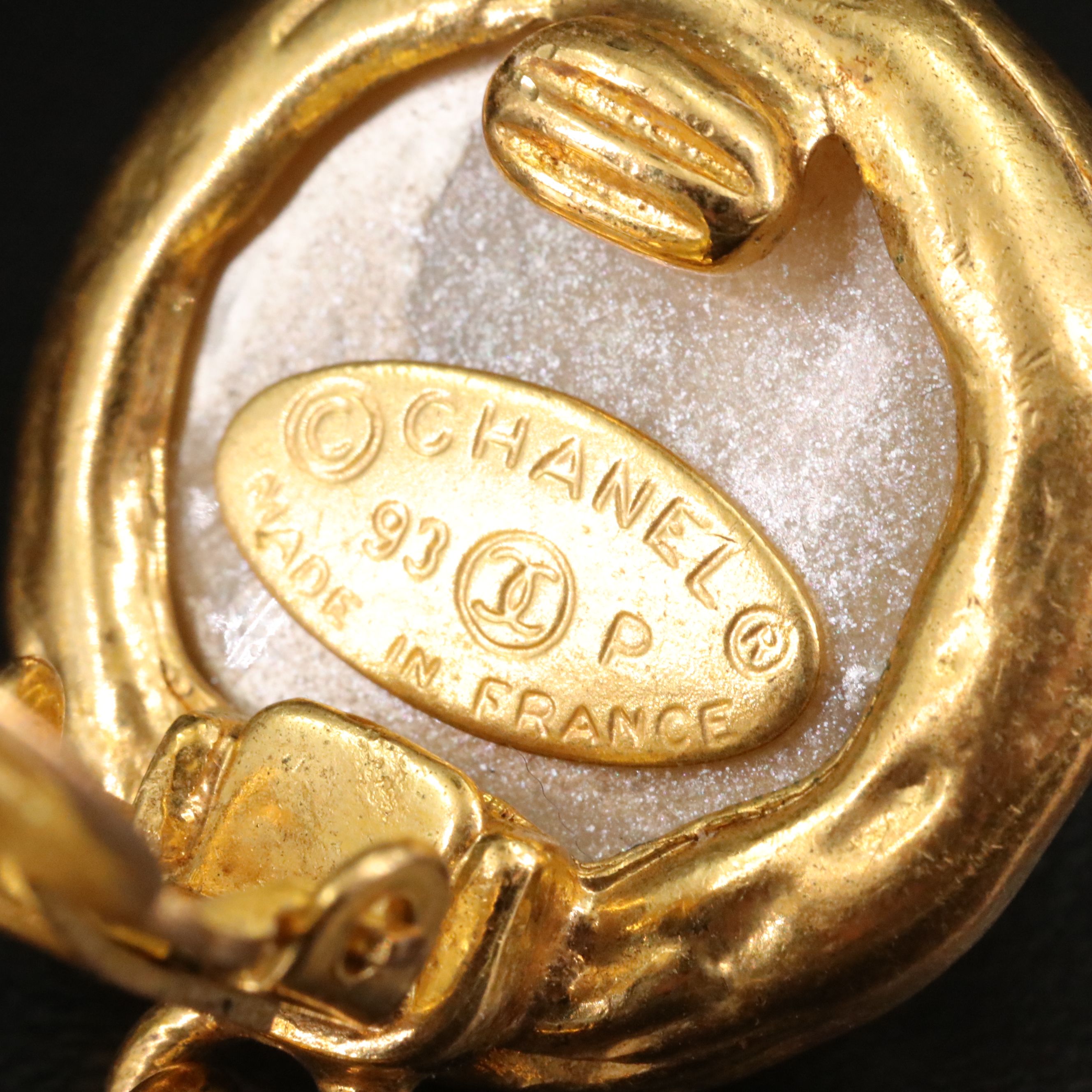 Chanel Imitation Pearl CC Drop Clip Earrings