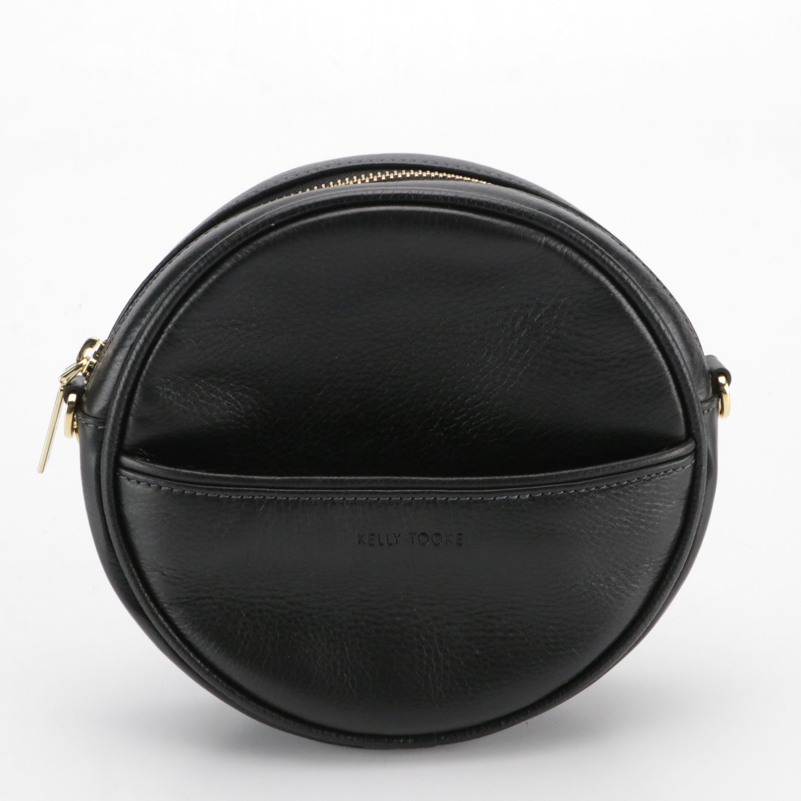 Kelly-Tooke Round Crossbody Bag and Quilted Chain-Link Bag in Black Leather