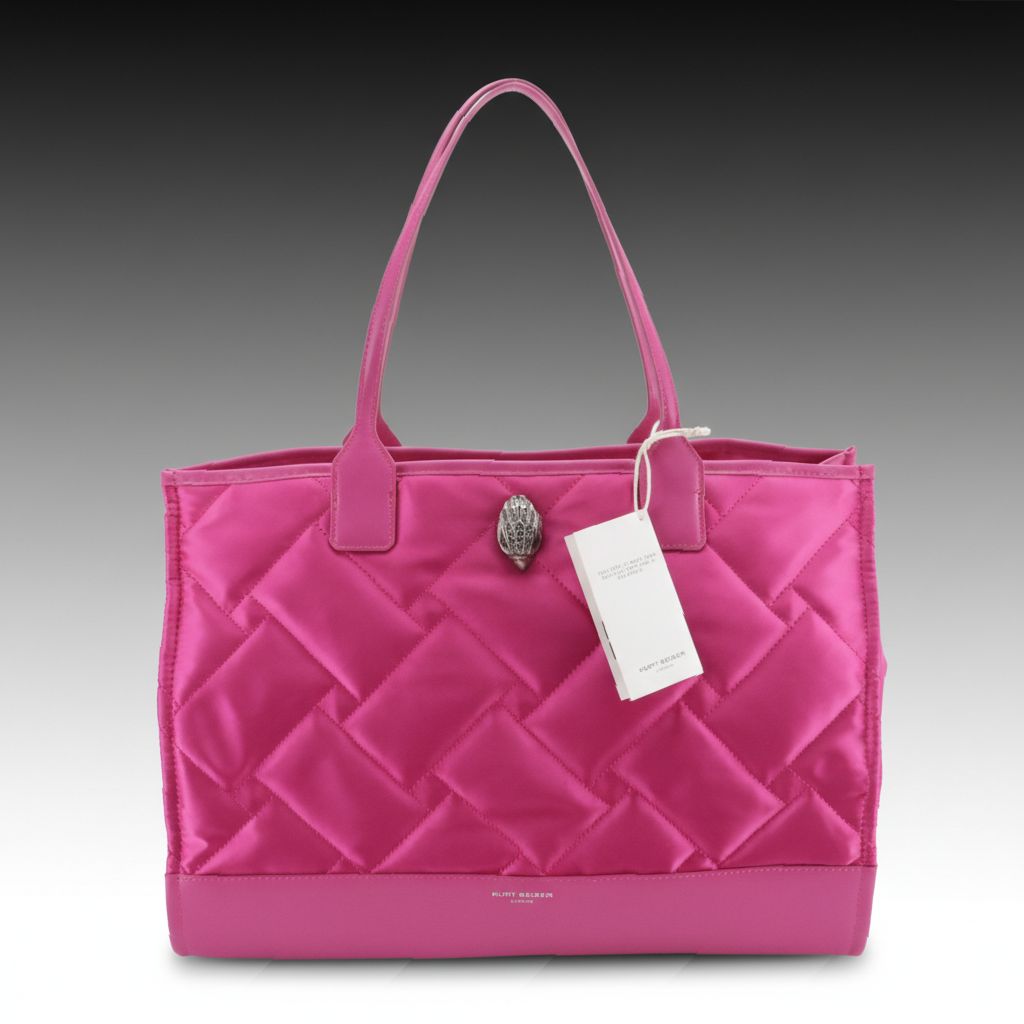 Kurt Geiger Shopper Tote in Recycled Nylon Satin and Faux Leather