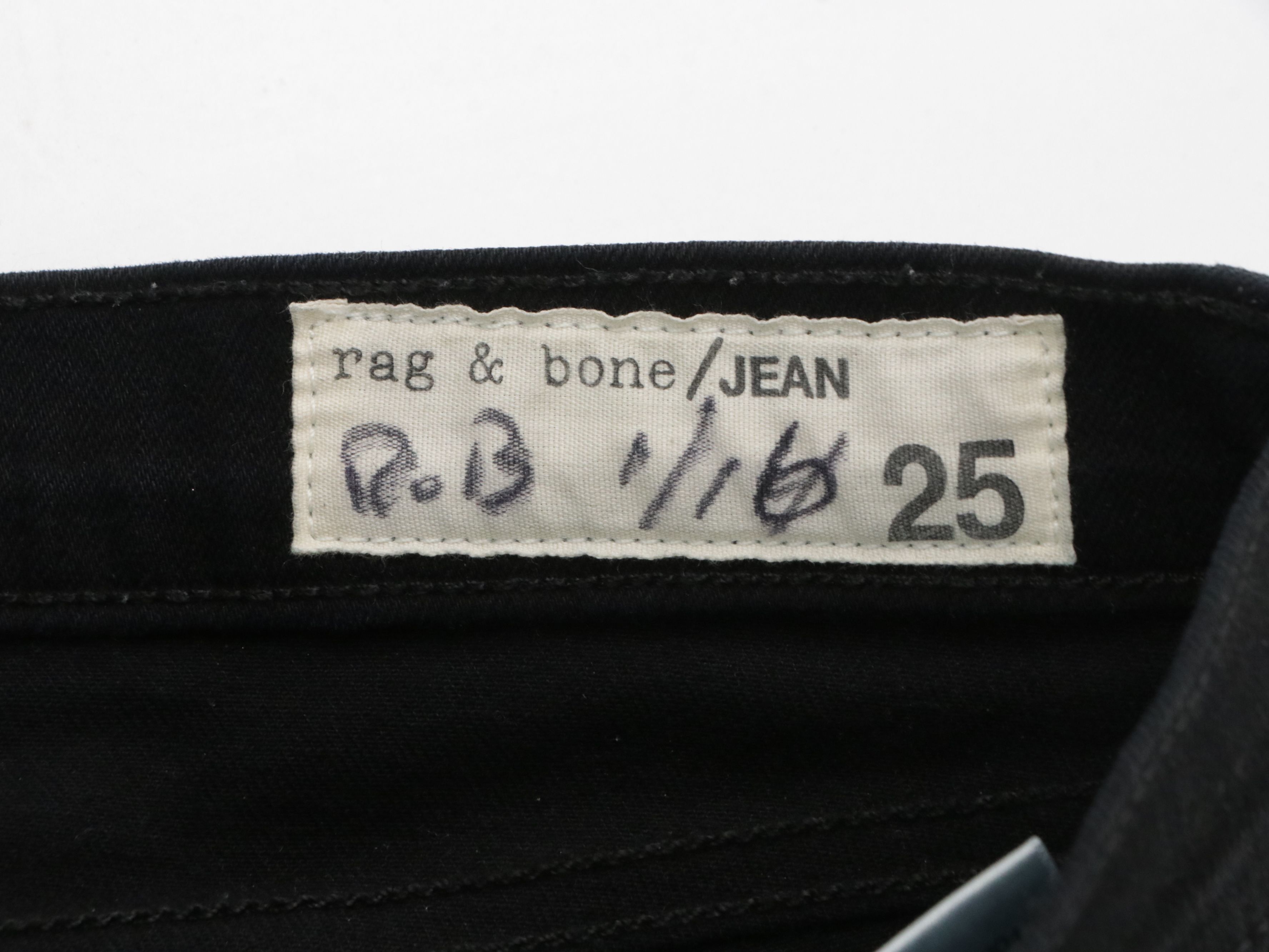 Rag & Bone Ripped Blue Wash and and Black Skinny Jeans