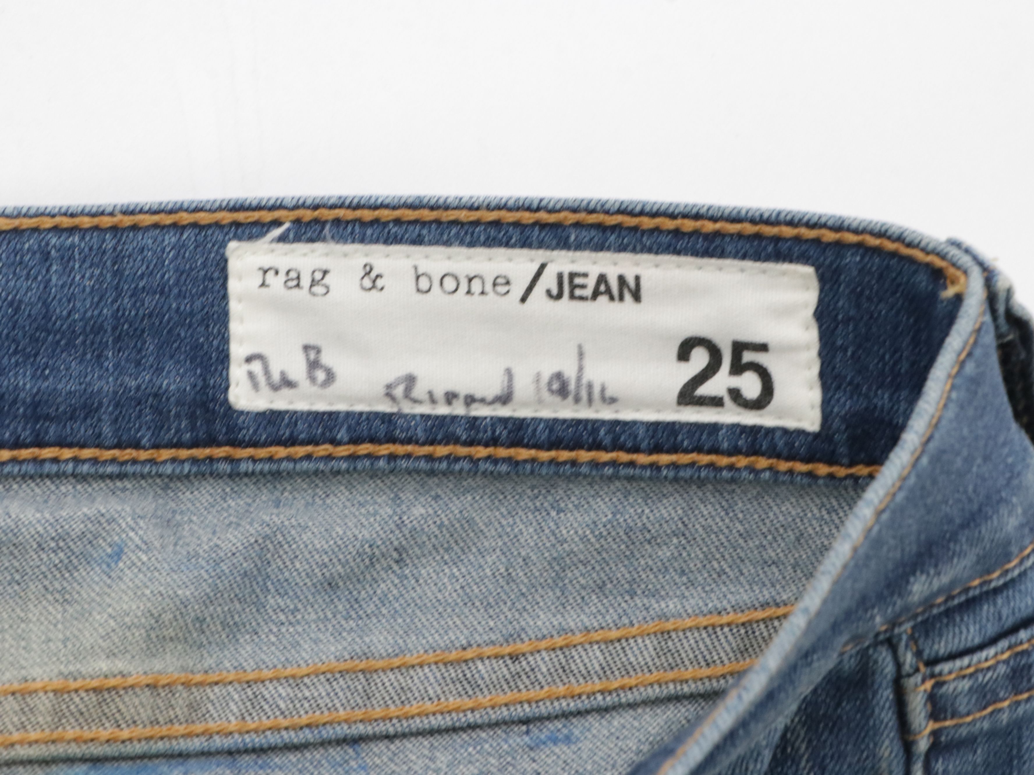 Rag & Bone Ripped Blue Wash and and Black Skinny Jeans