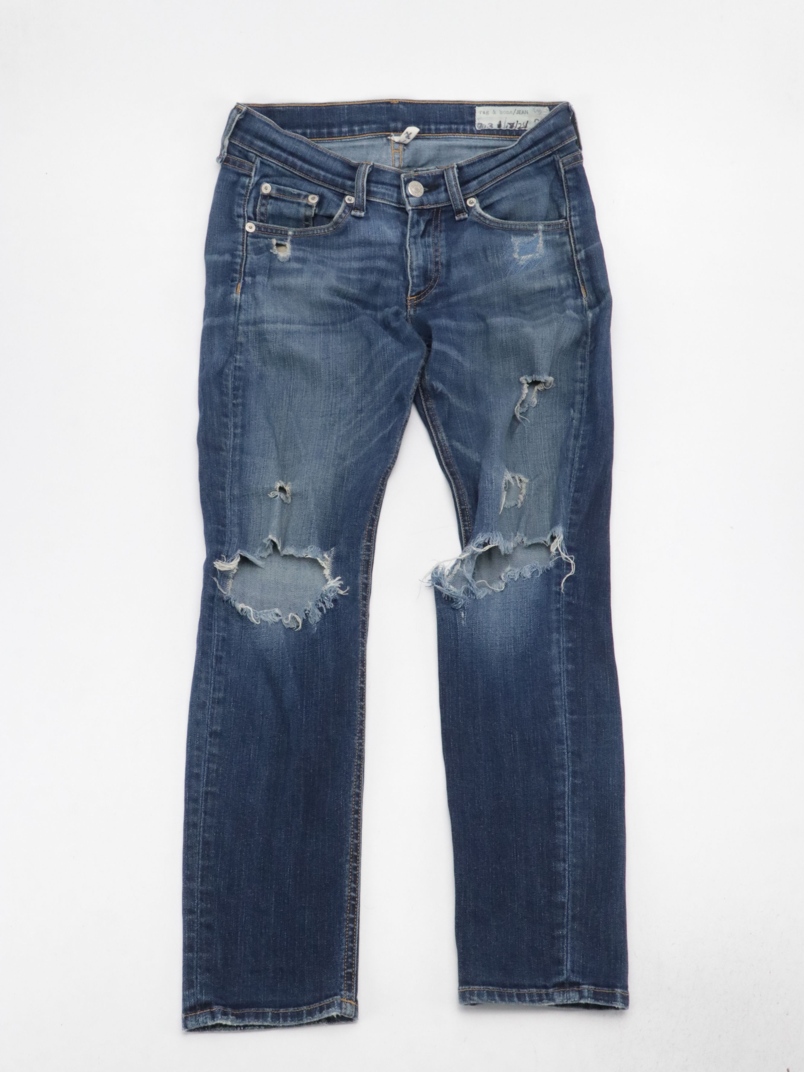 Rag & Bone Ripped Capris & Dark Blue Skinny Jeans with Black Jeggings