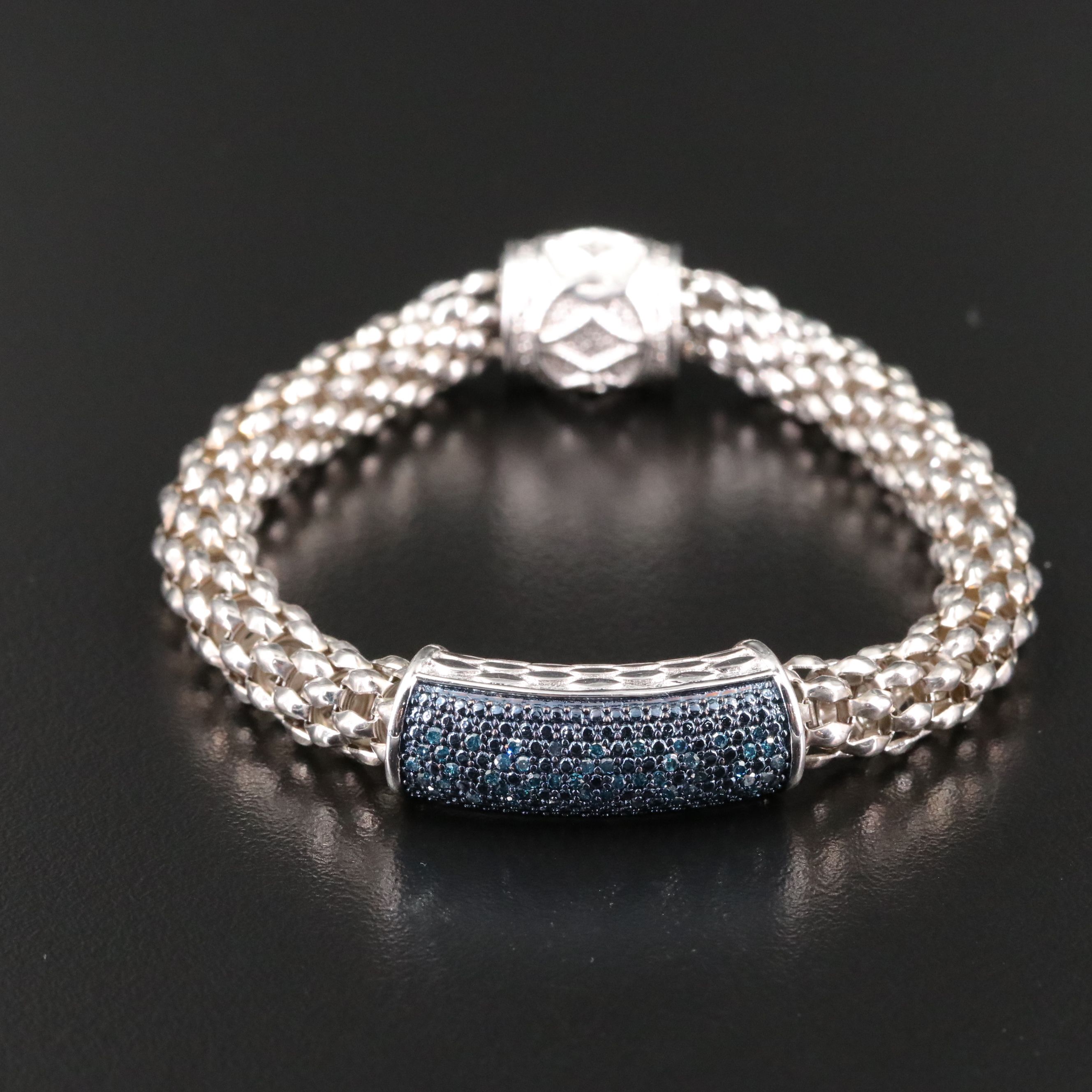 Sterling Pavé Fancy Blue Diamond Bracelet