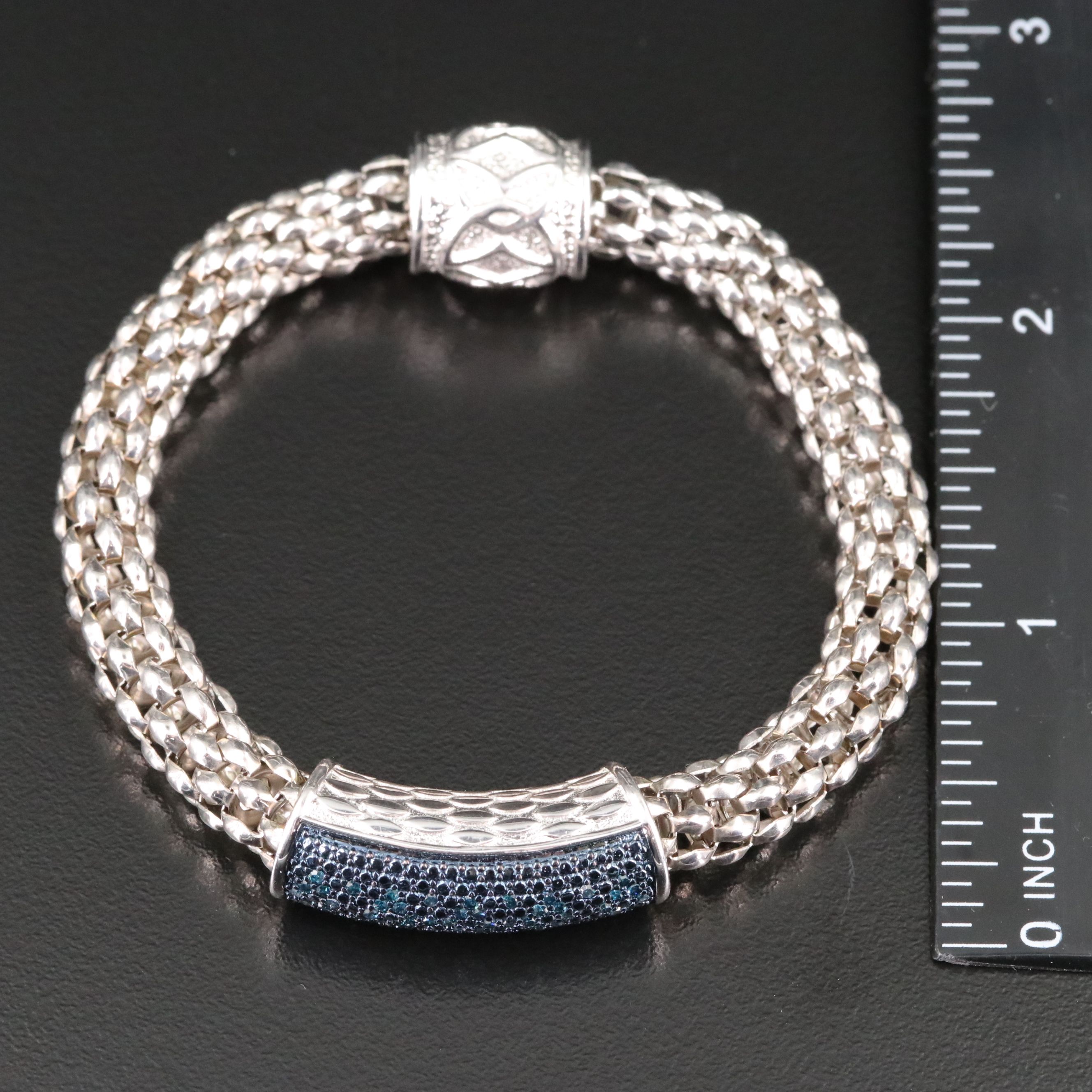Sterling Pavé Fancy Blue Diamond Bracelet