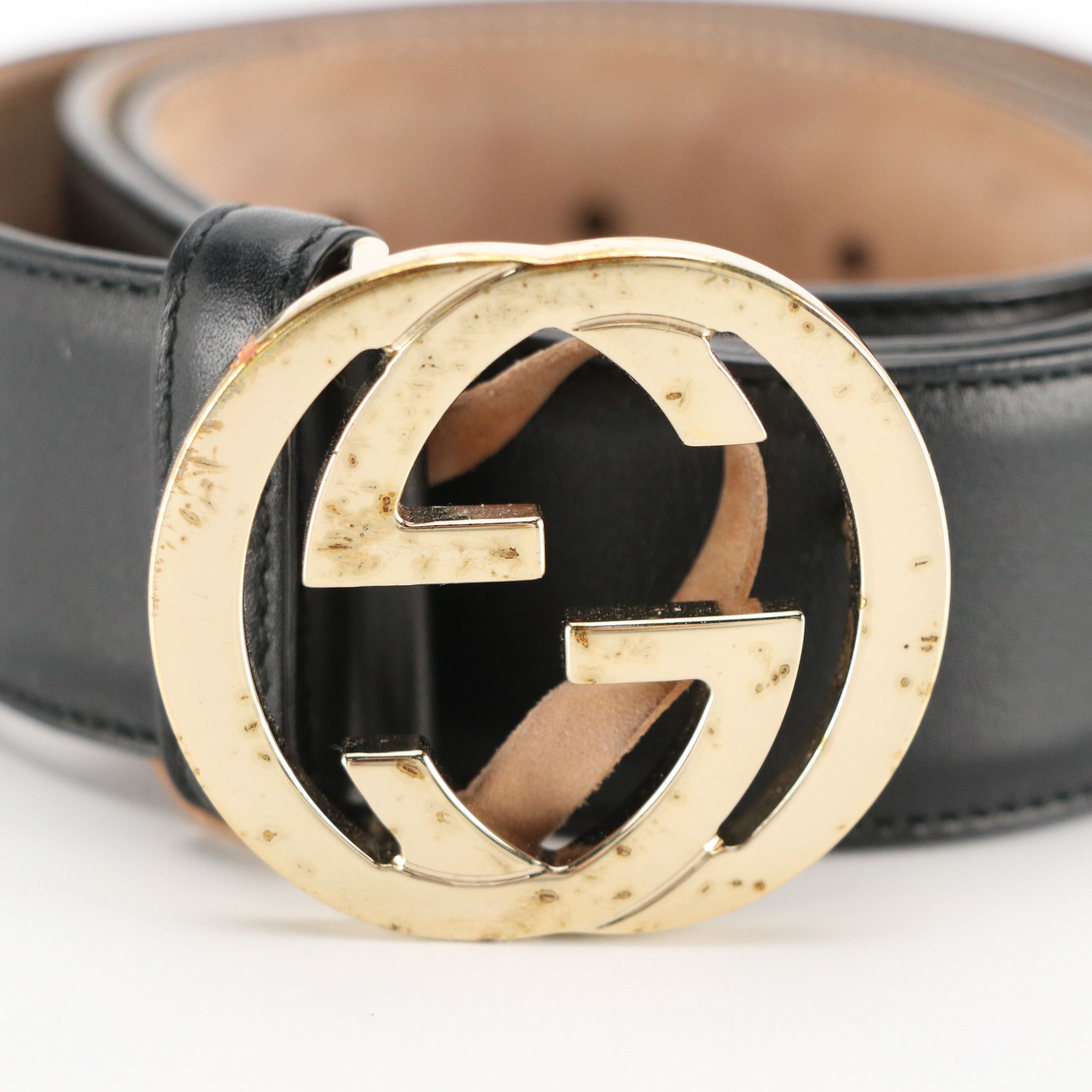 Gucci Interlocking GG Belt in Black Calfskin Leather