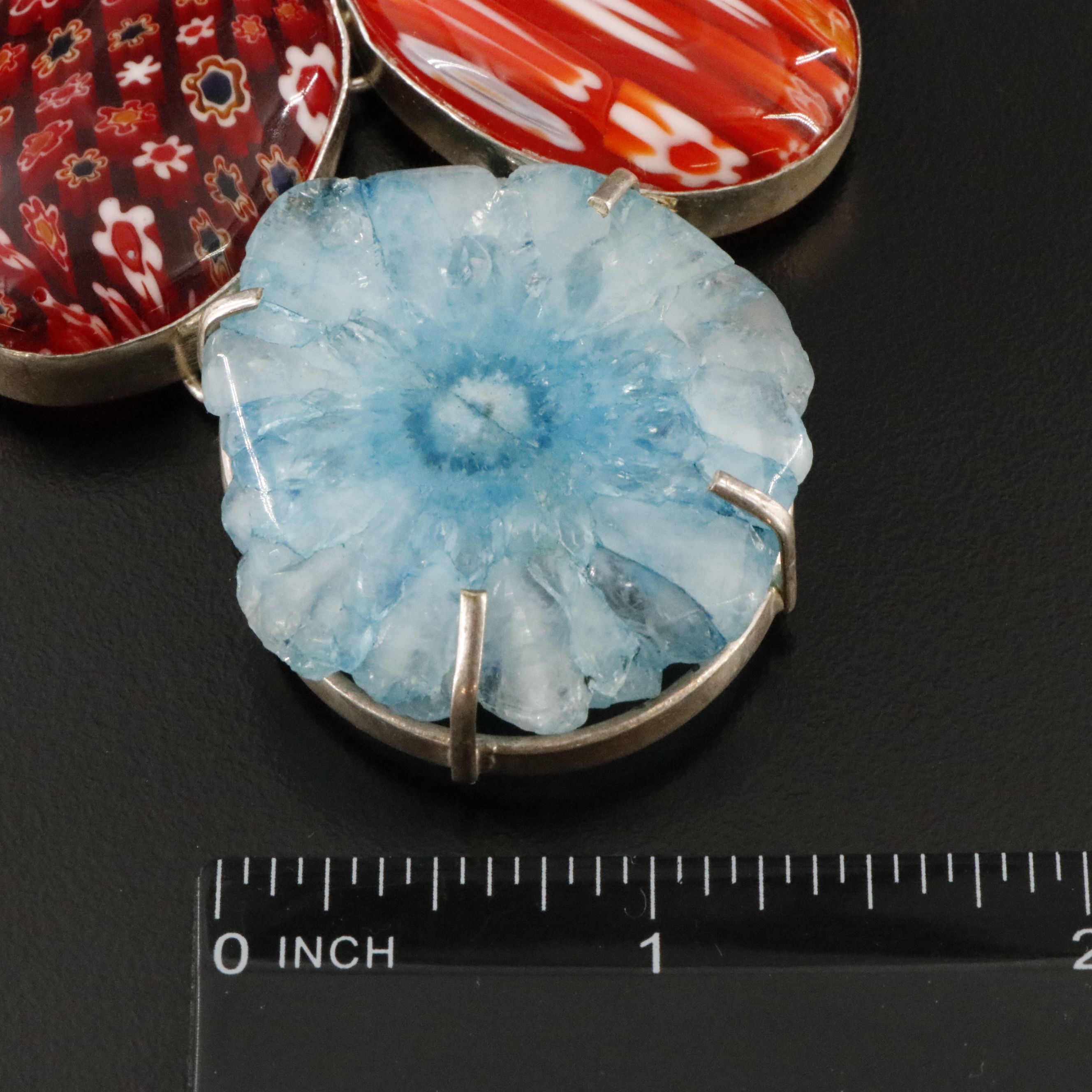 Quartz, Magnesite and Millefiori Glass Necklace