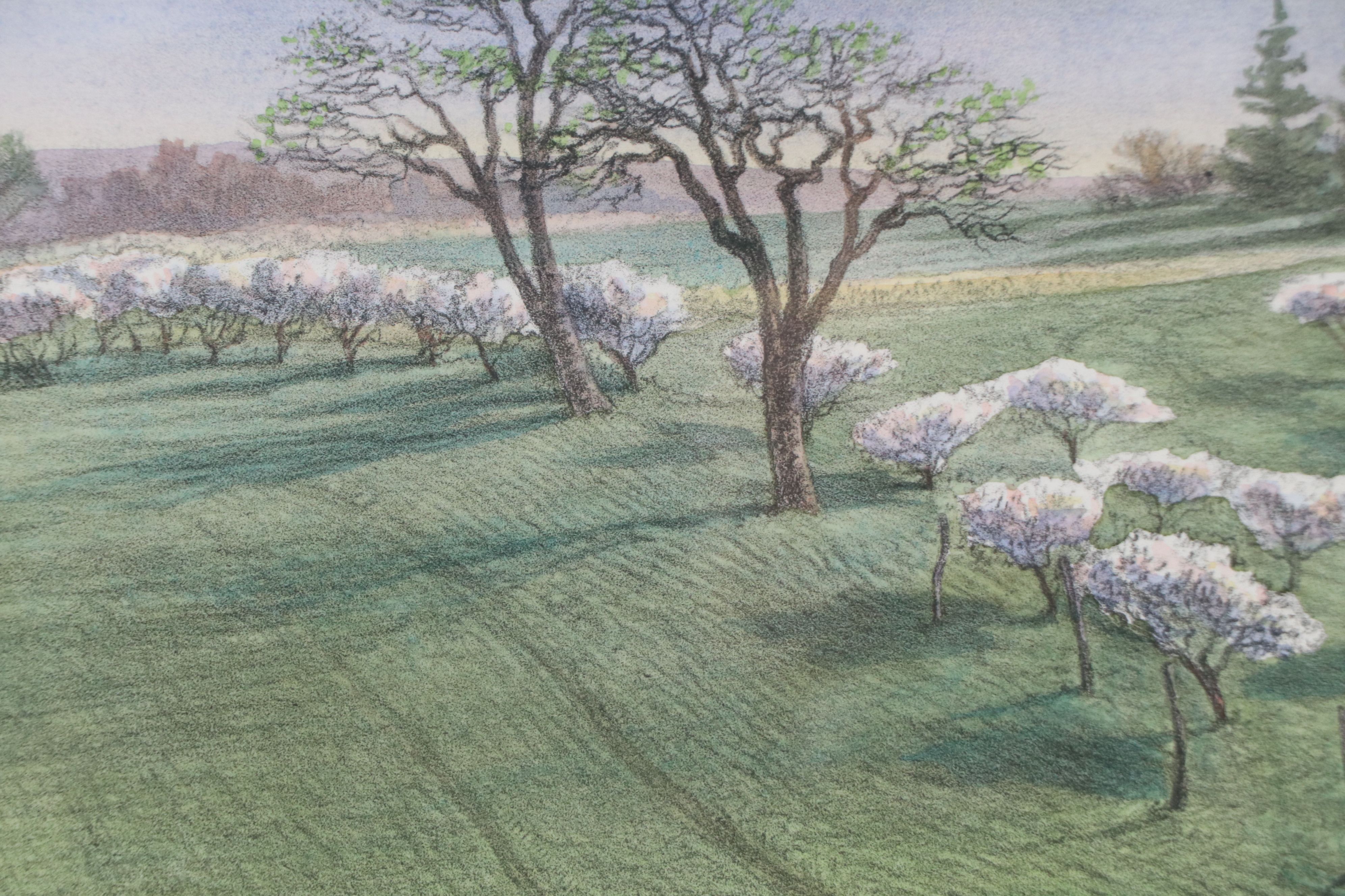 Hand-Colored Lithograph "Blossoms"
