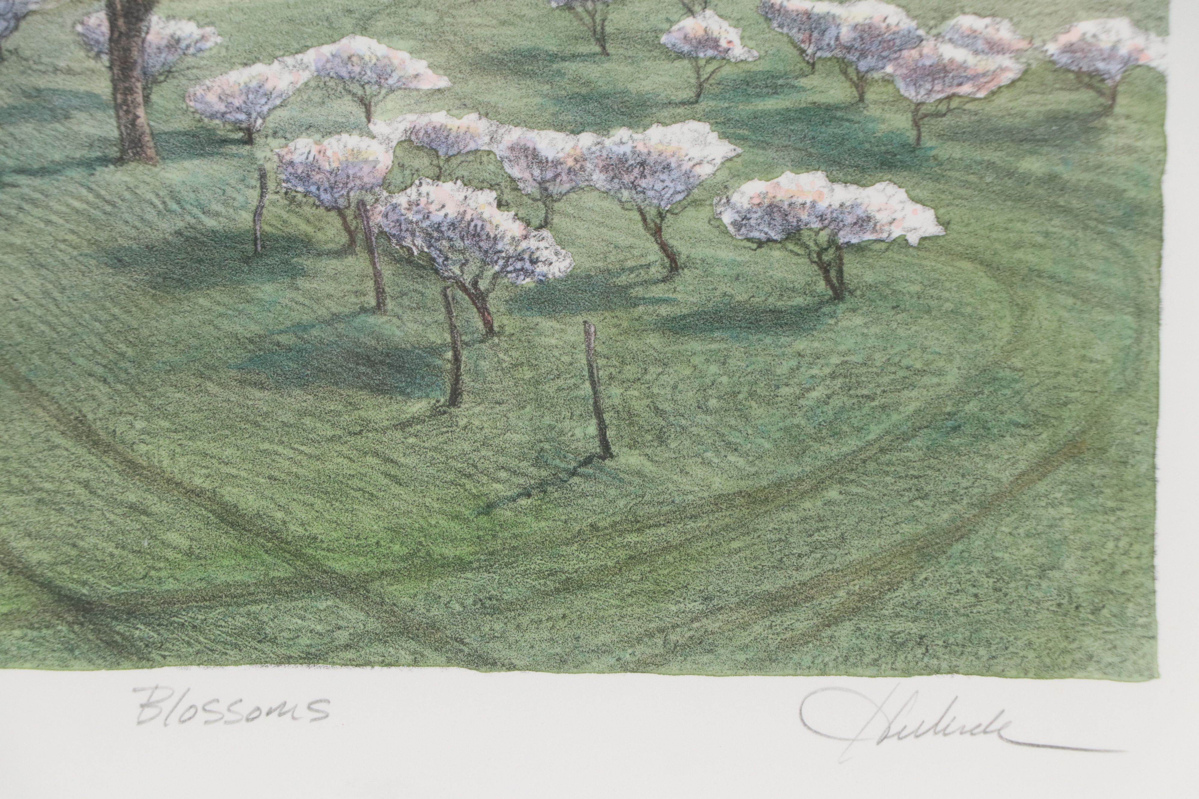 Hand-Colored Lithograph "Blossoms"