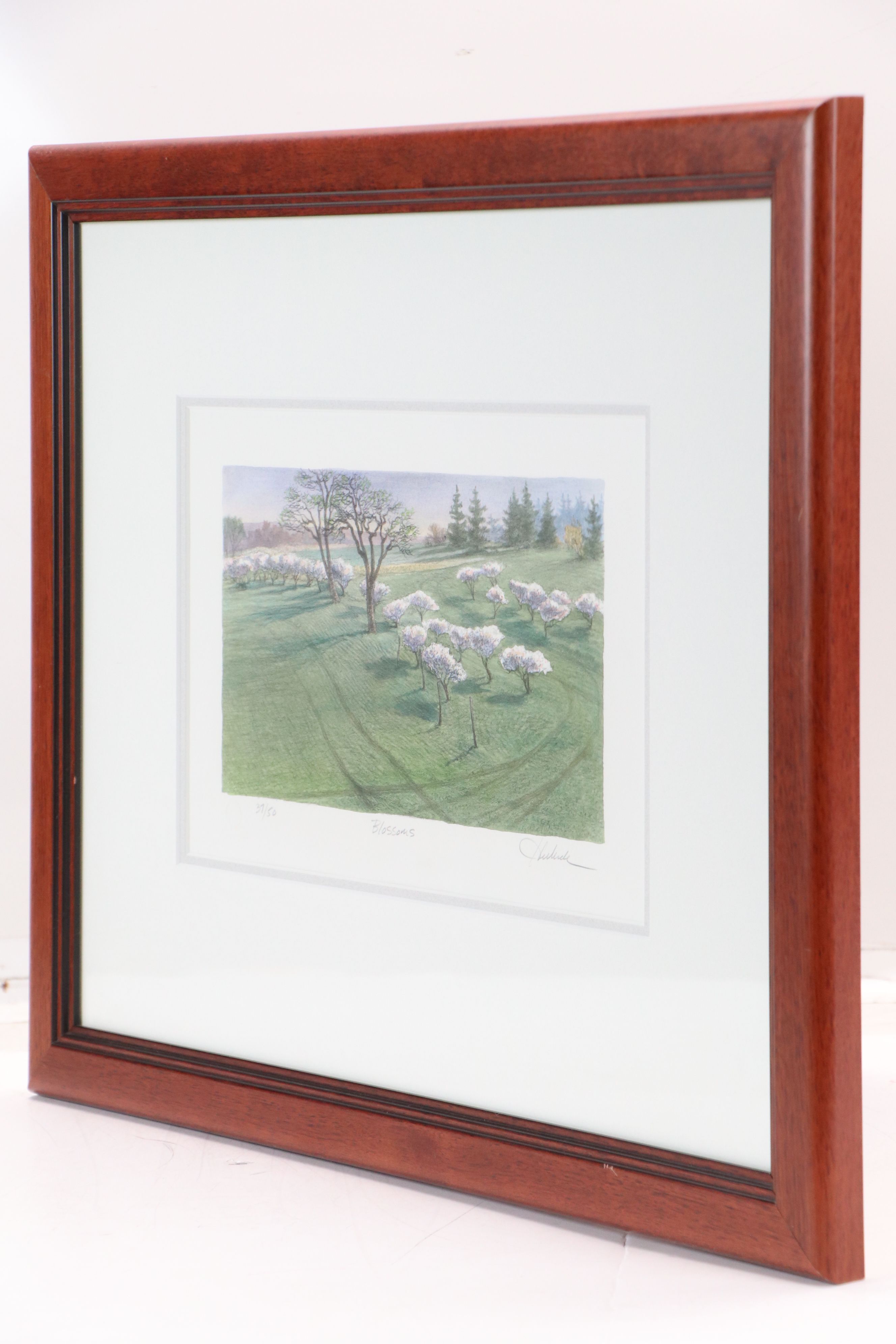 Hand-Colored Lithograph "Blossoms"