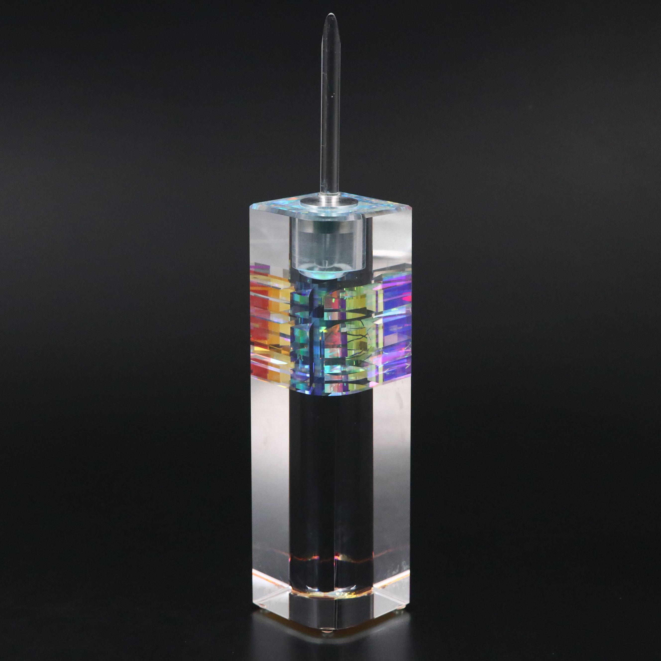 Toland Sand Cut, Polished and Laminated Optical Dichroic Glass Perfume Bottle