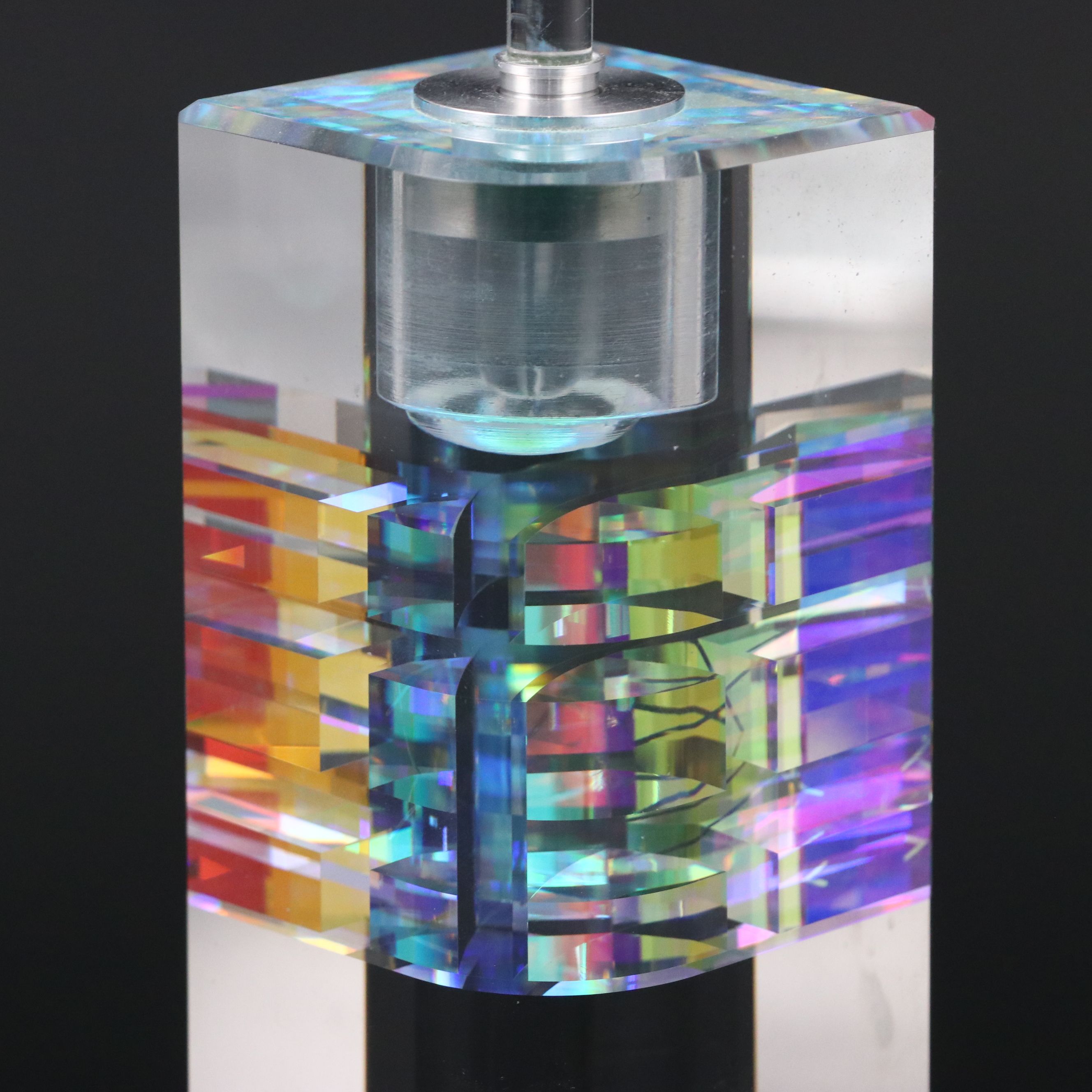 Toland Sand Cut, Polished and Laminated Optical Dichroic Glass Perfume Bottle