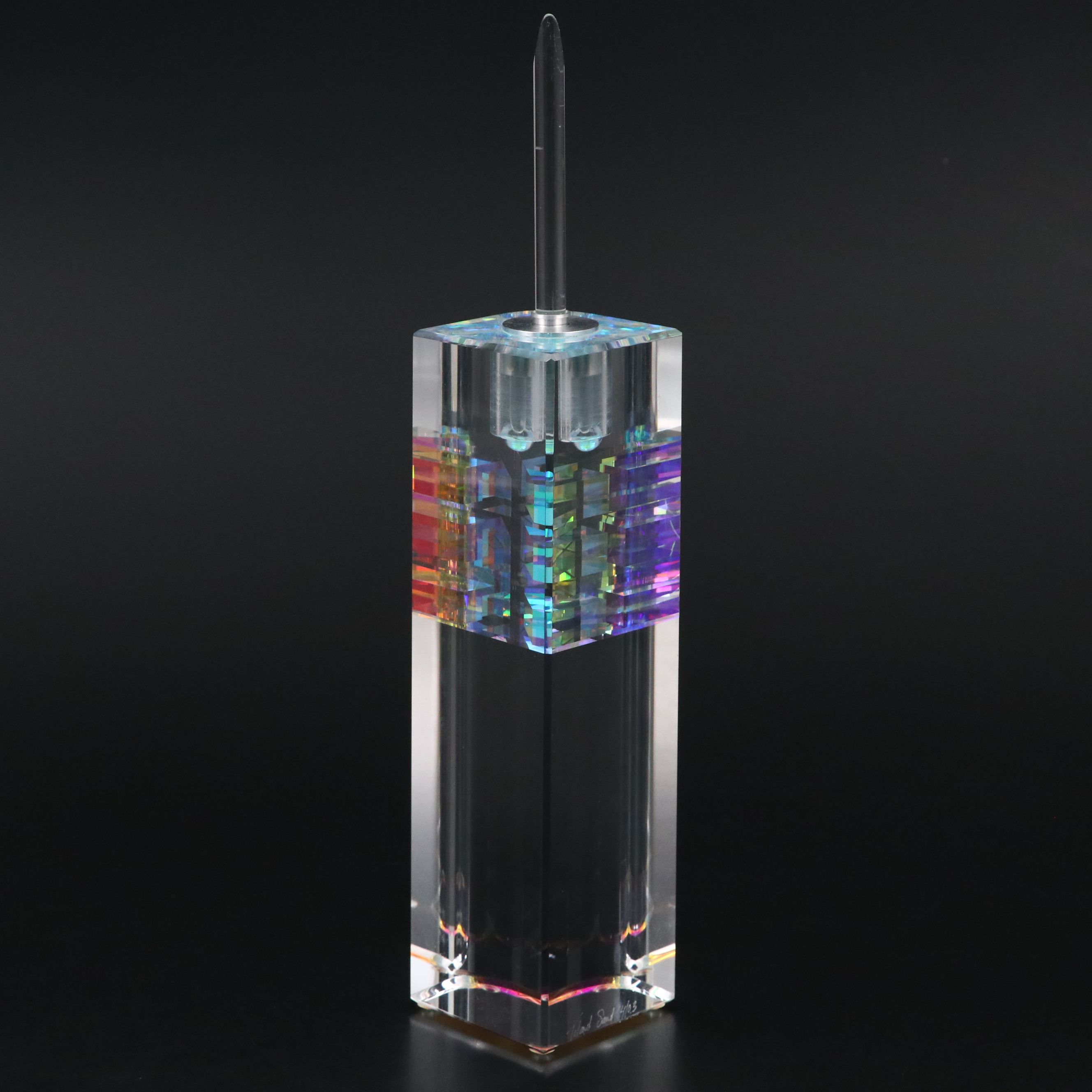 Toland Sand Cut, Polished and Laminated Optical Dichroic Glass Perfume Bottle