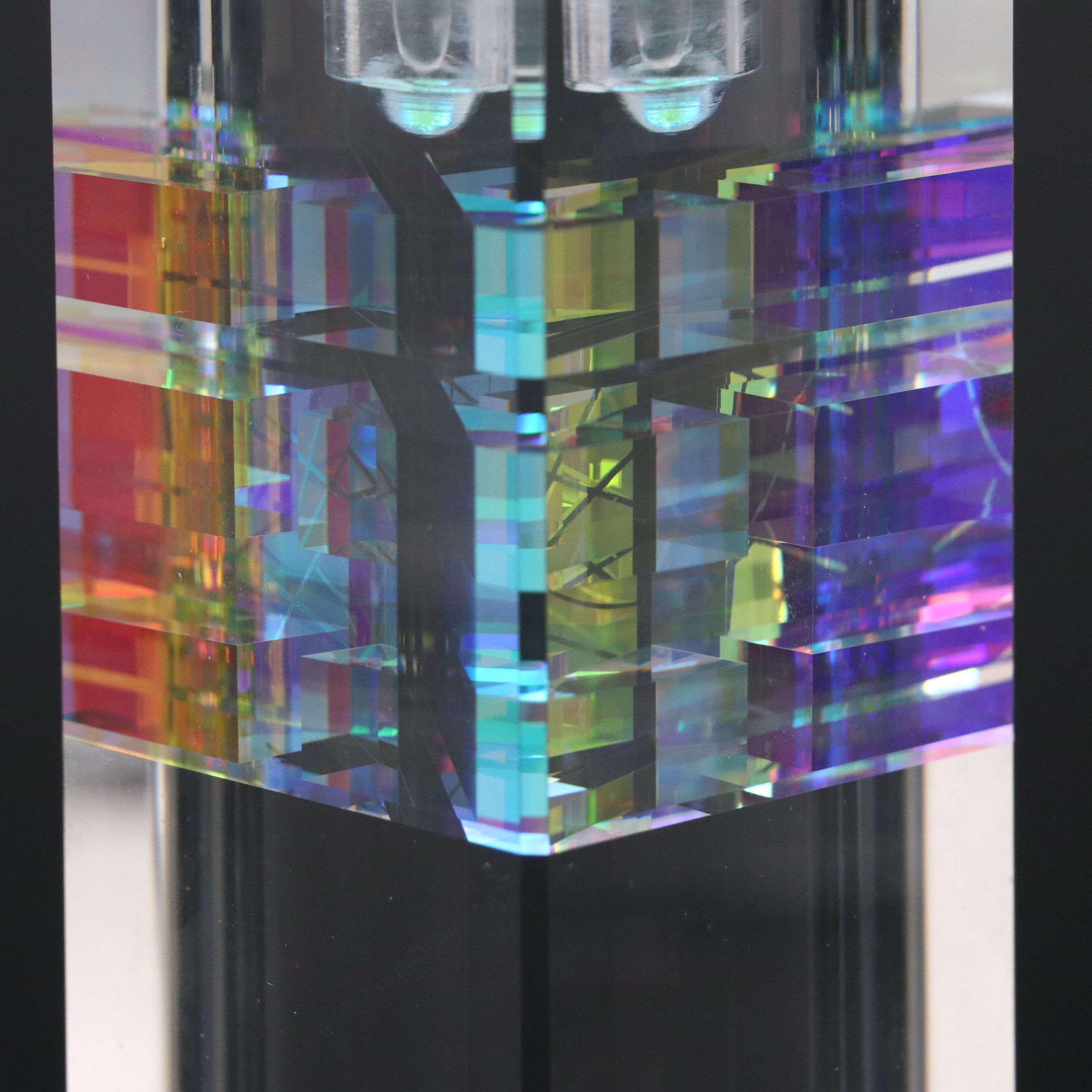 Toland Sand Cut, Polished and Laminated Optical Dichroic Glass Perfume Bottle