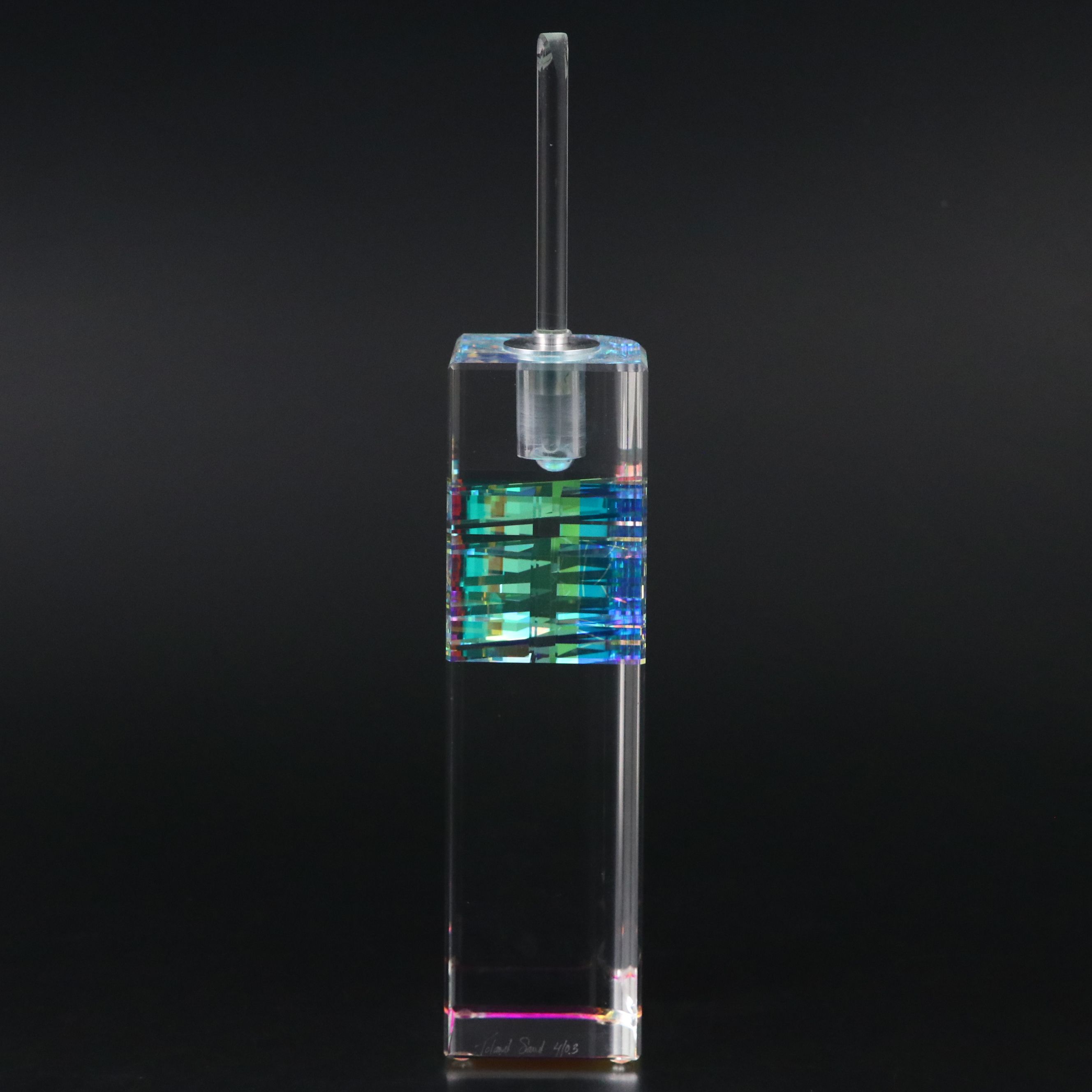 Toland Sand Cut, Polished and Laminated Optical Dichroic Glass Perfume Bottle
