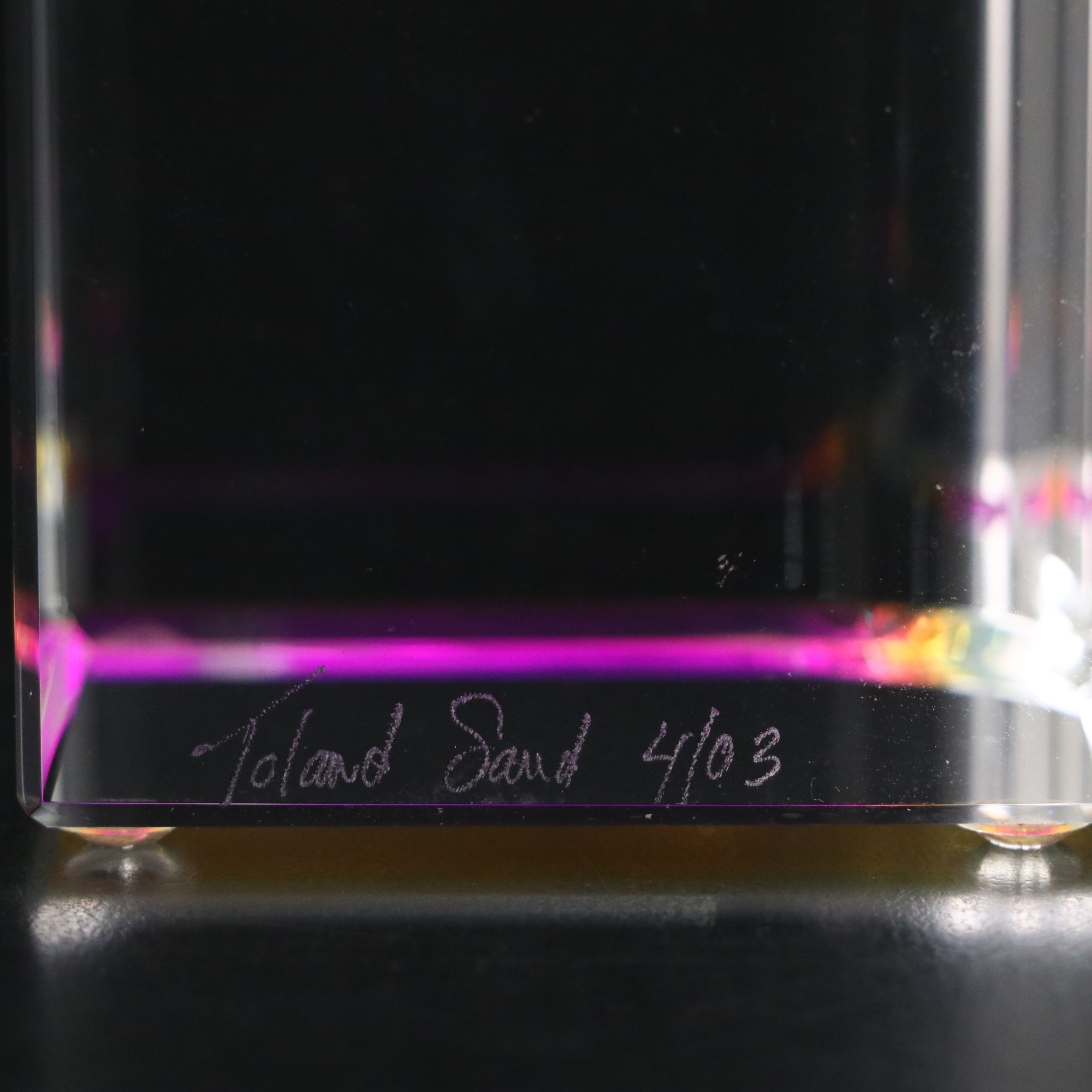 Toland Sand Cut, Polished and Laminated Optical Dichroic Glass Perfume Bottle