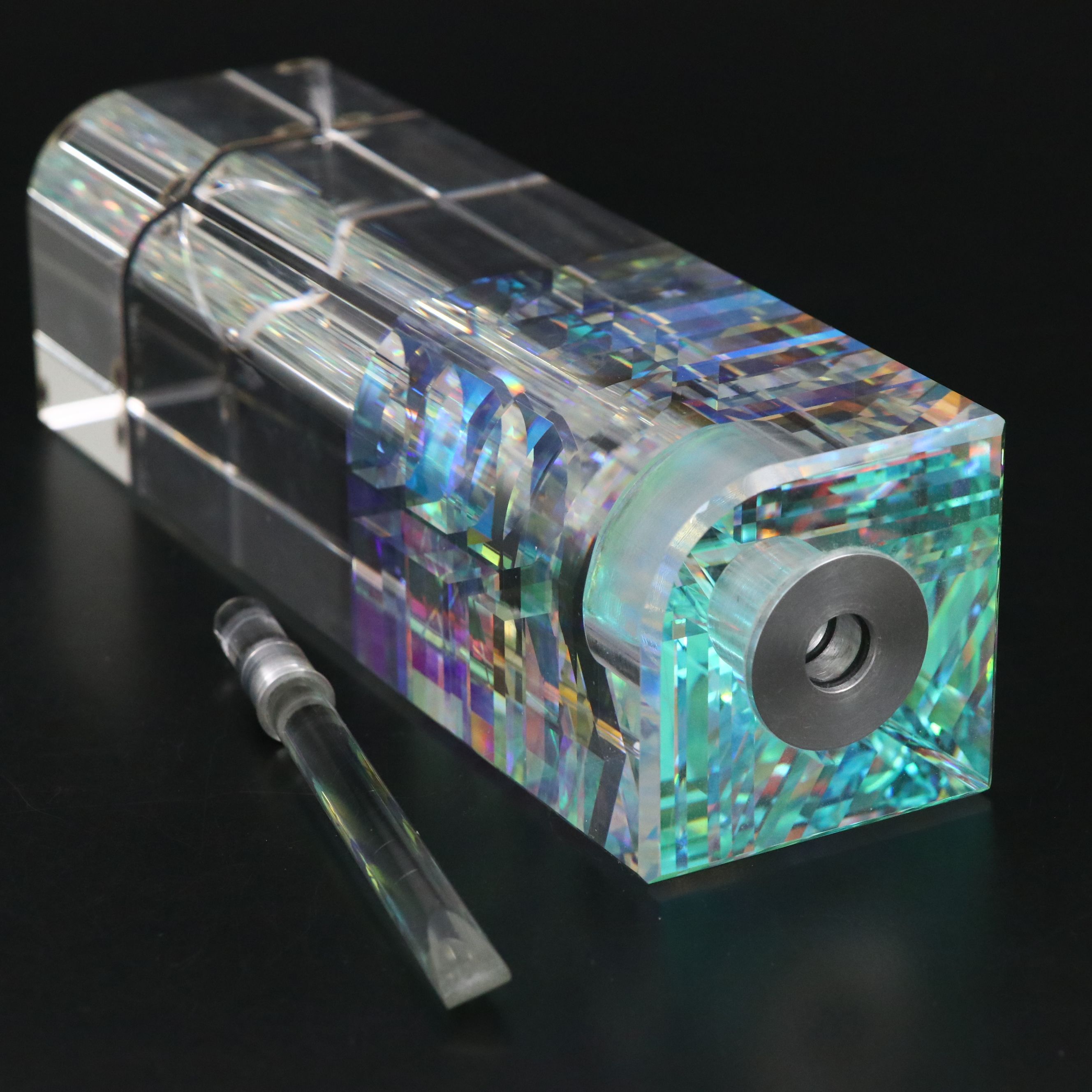 Toland Sand Cut, Polished and Laminated Optical Dichroic Glass Perfume Bottle