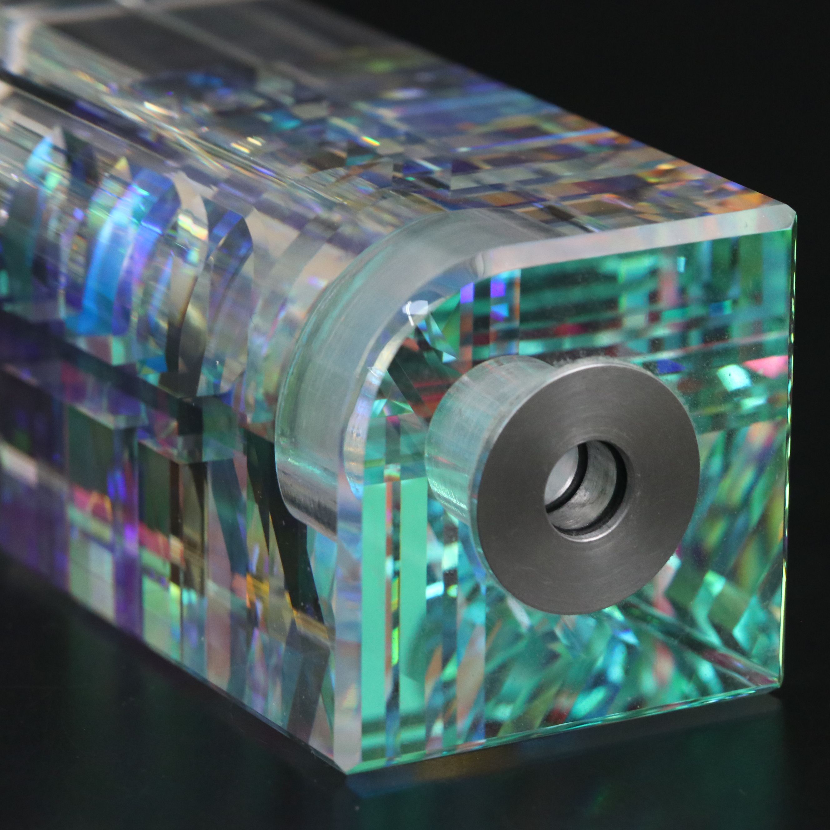 Toland Sand Cut, Polished and Laminated Optical Dichroic Glass Perfume Bottle