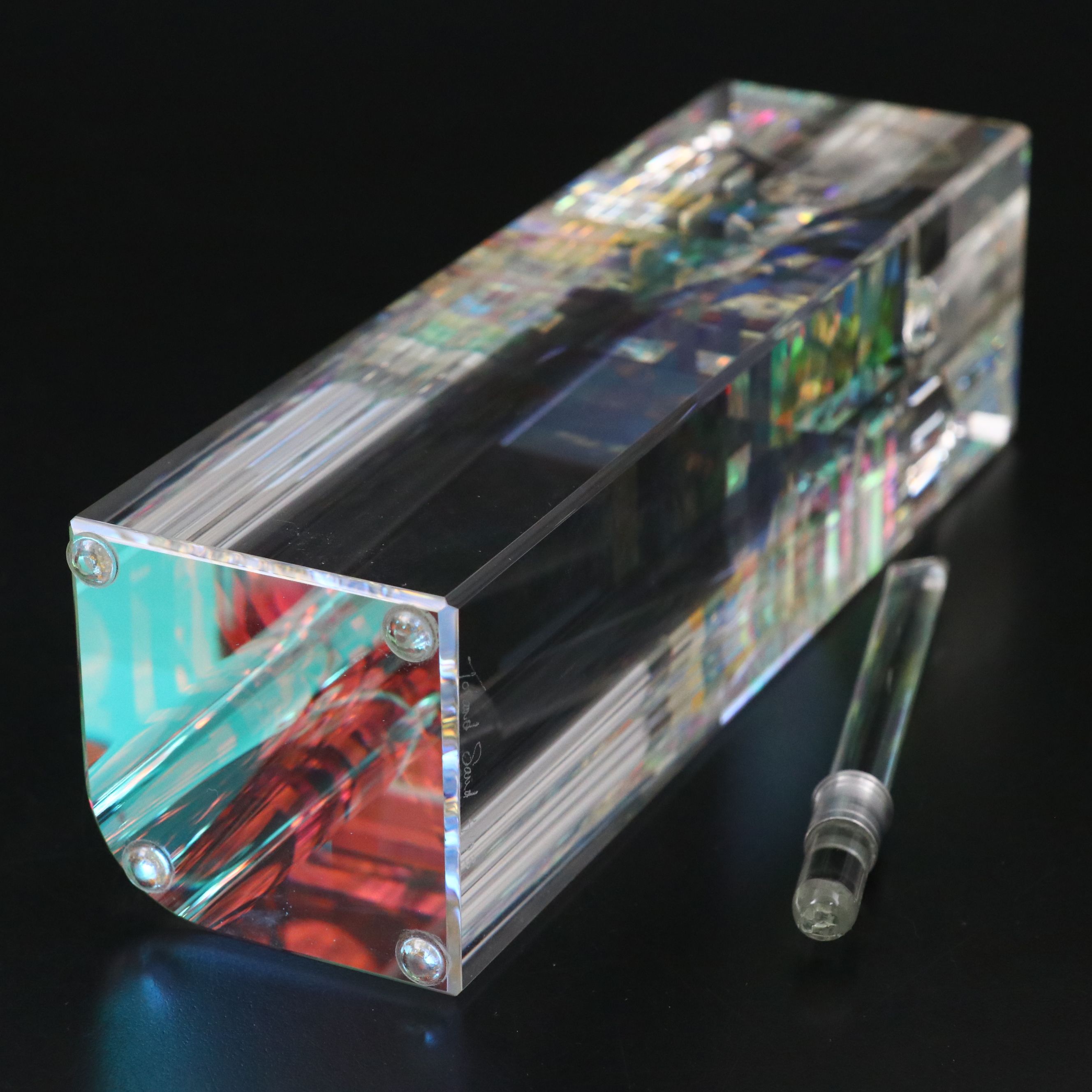 Toland Sand Cut, Polished and Laminated Optical Dichroic Glass Perfume Bottle