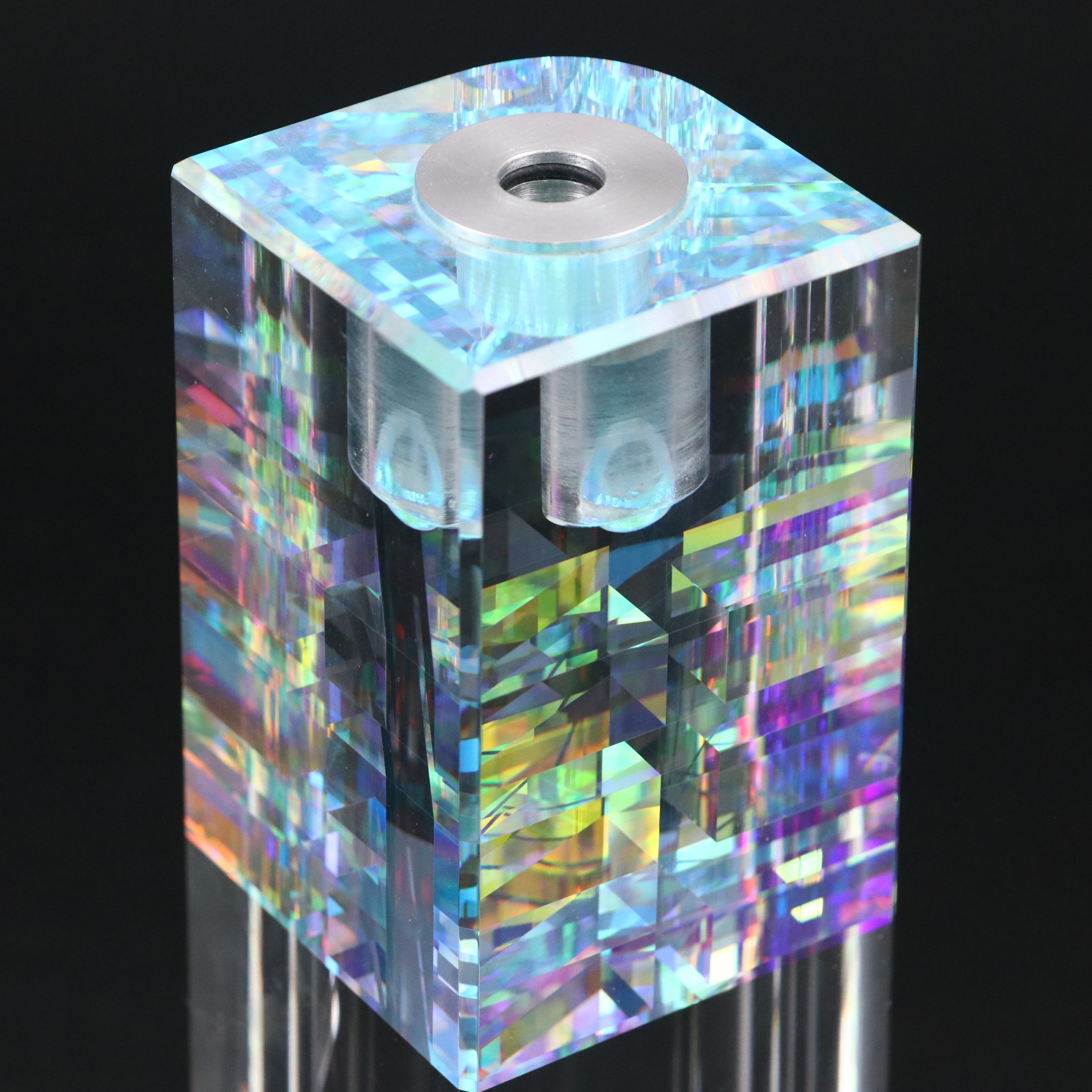 Toland Sand Cut, Polished and Laminated Optical Dichroic Glass Perfume Bottle