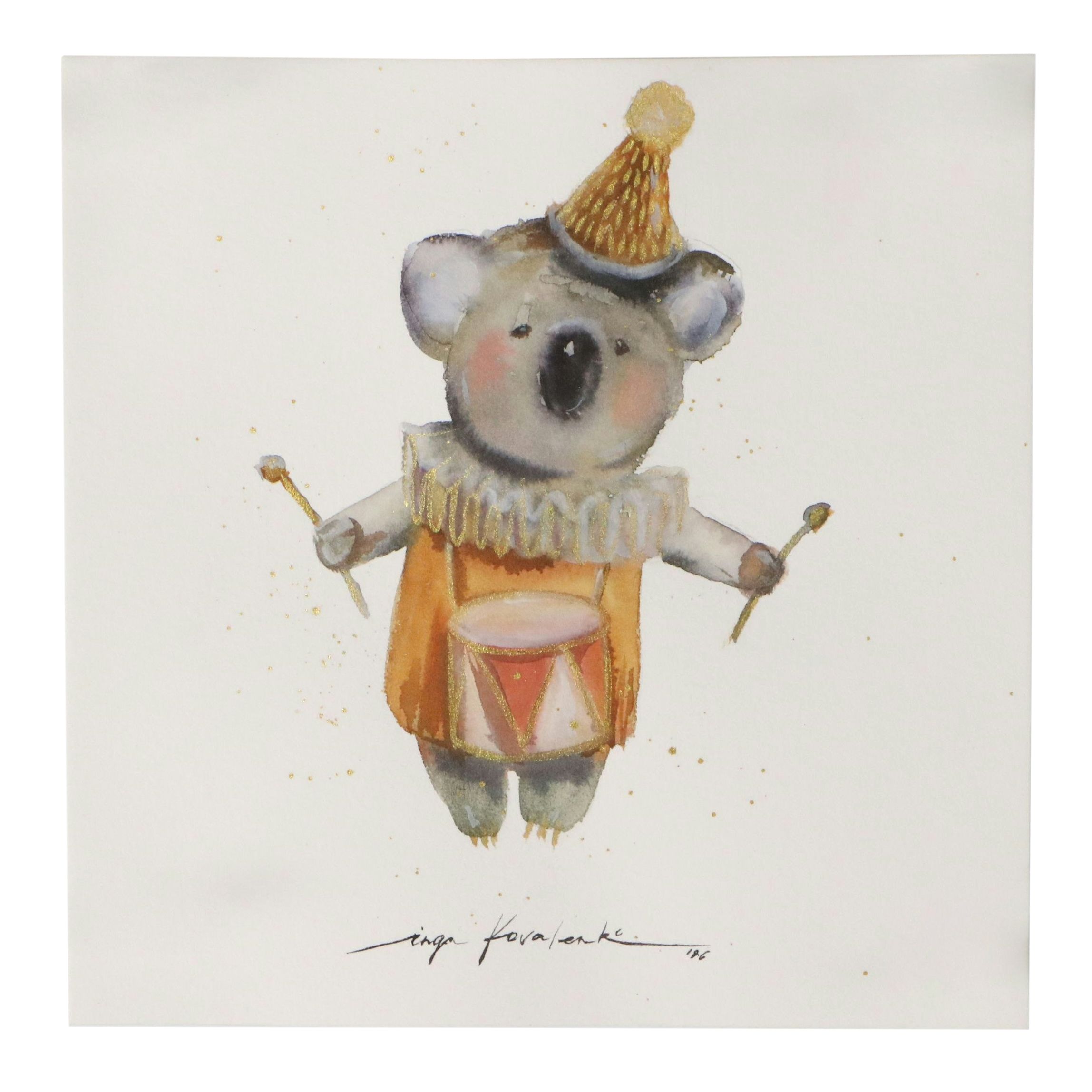 Inga Kovalenko Watercolor Painting of Marching Koala, 2026