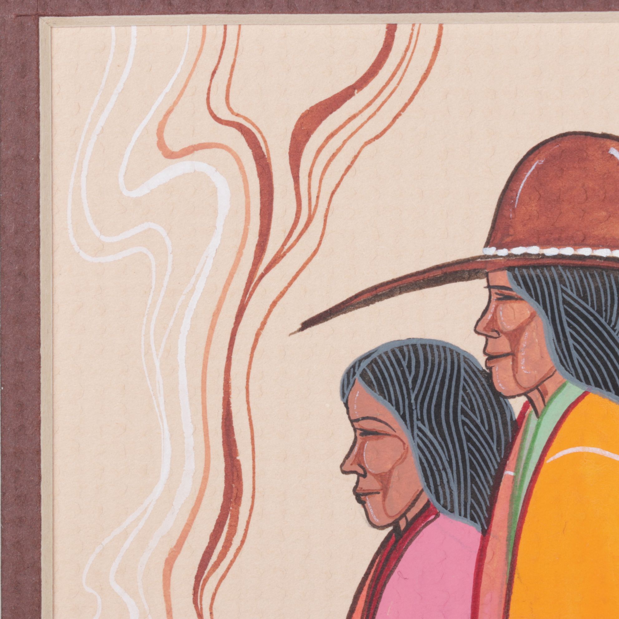 Justin Tso Watercolor Painting "Navajo Couple", Early 21st Century