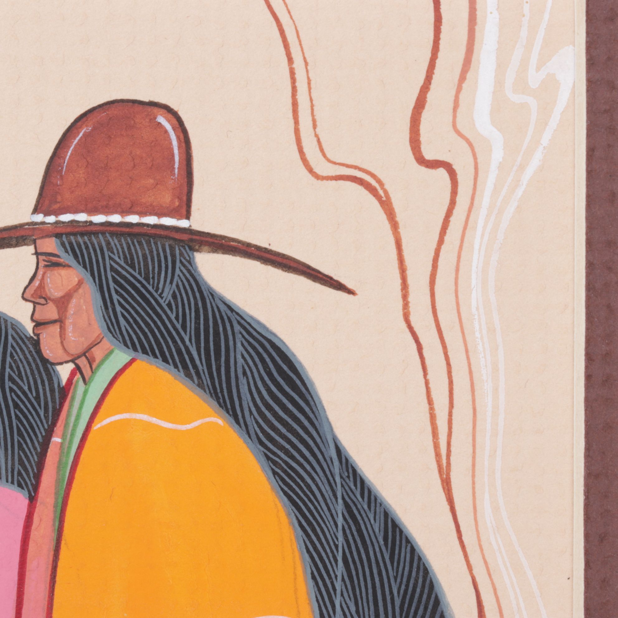 Justin Tso Watercolor Painting "Navajo Couple", Early 21st Century