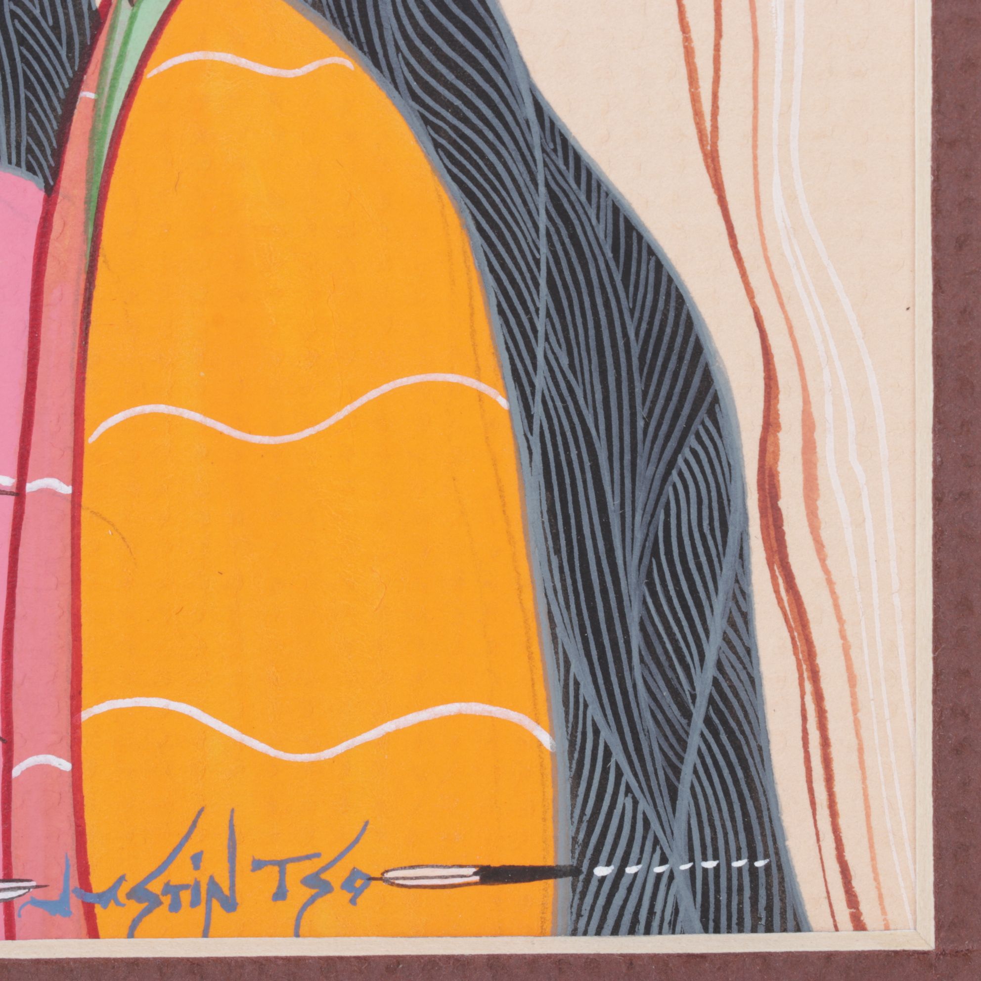 Justin Tso Watercolor Painting "Navajo Couple", Early 21st Century