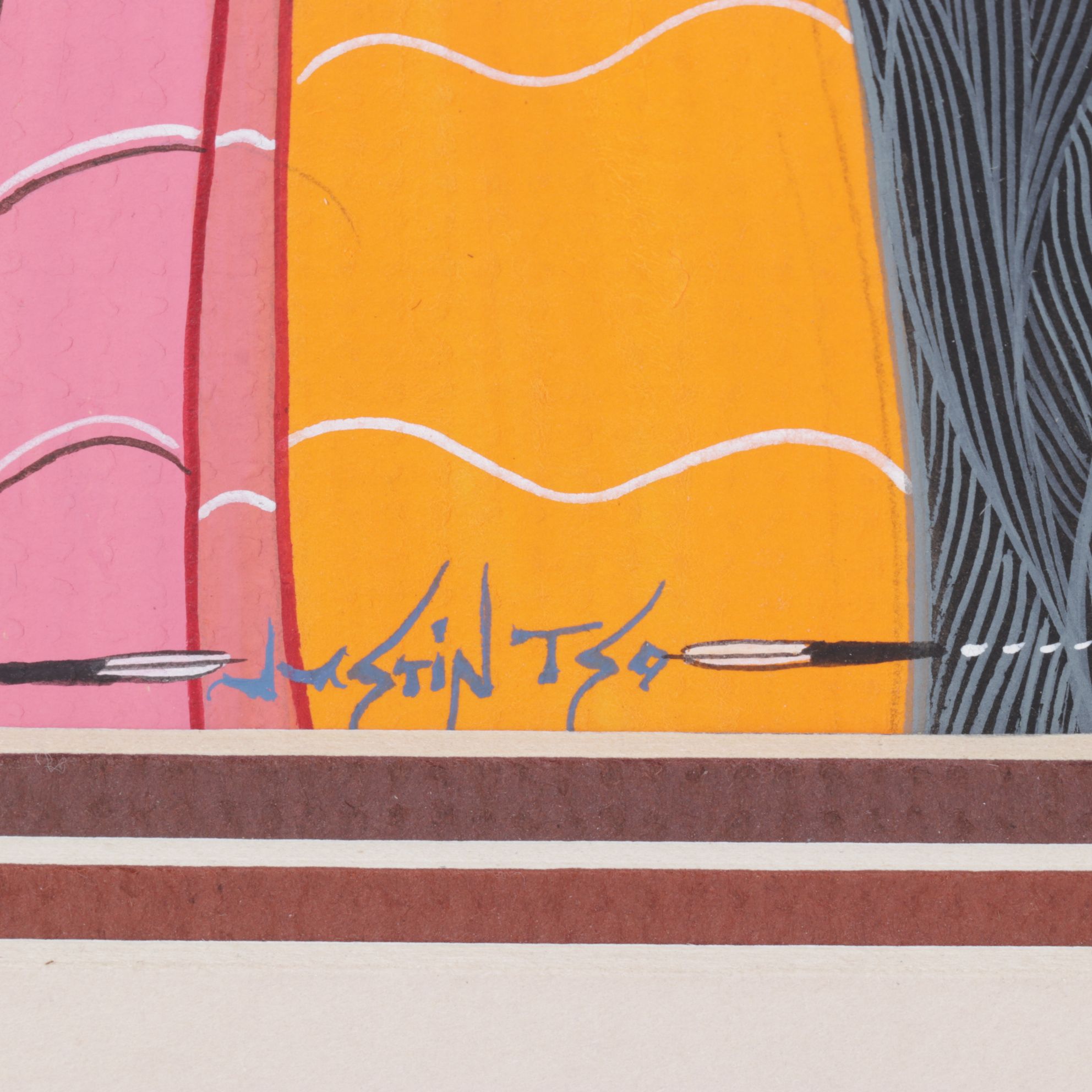 Justin Tso Watercolor Painting "Navajo Couple", Early 21st Century