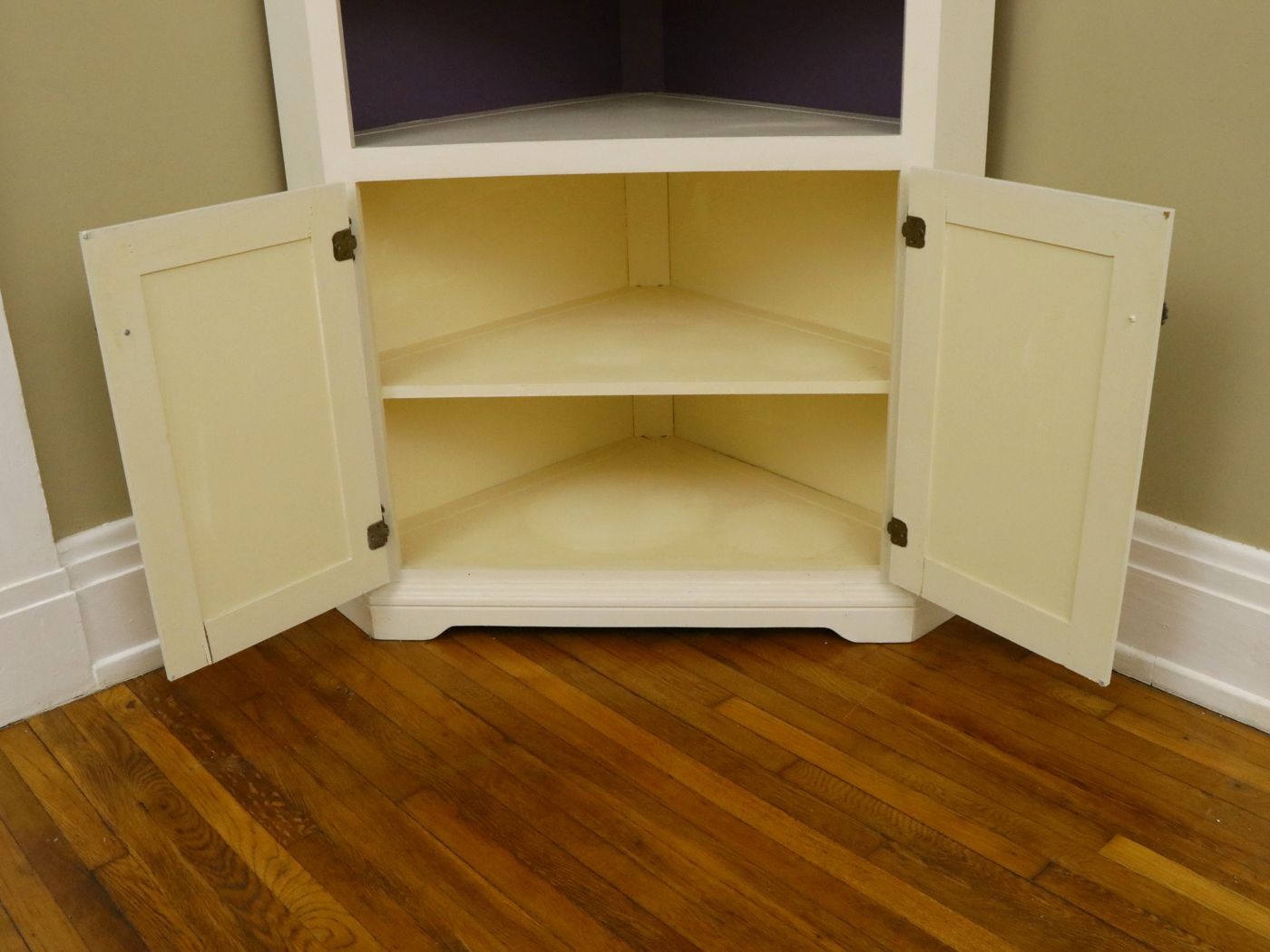 Woodcraft Industries Painted White Corner Cabinet, Late 20th Century