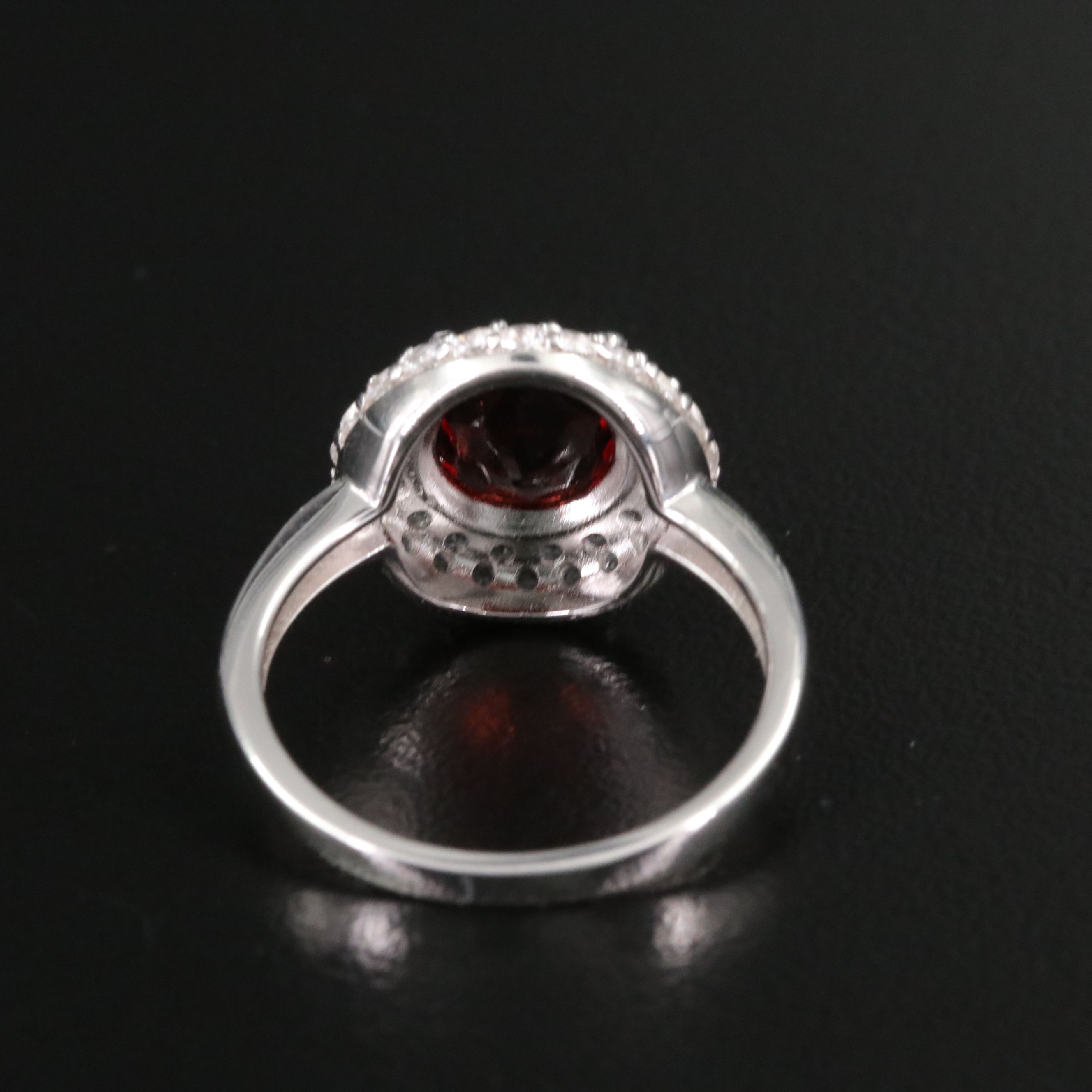 Sterling Garnet and White Topaz Double Halo Ring