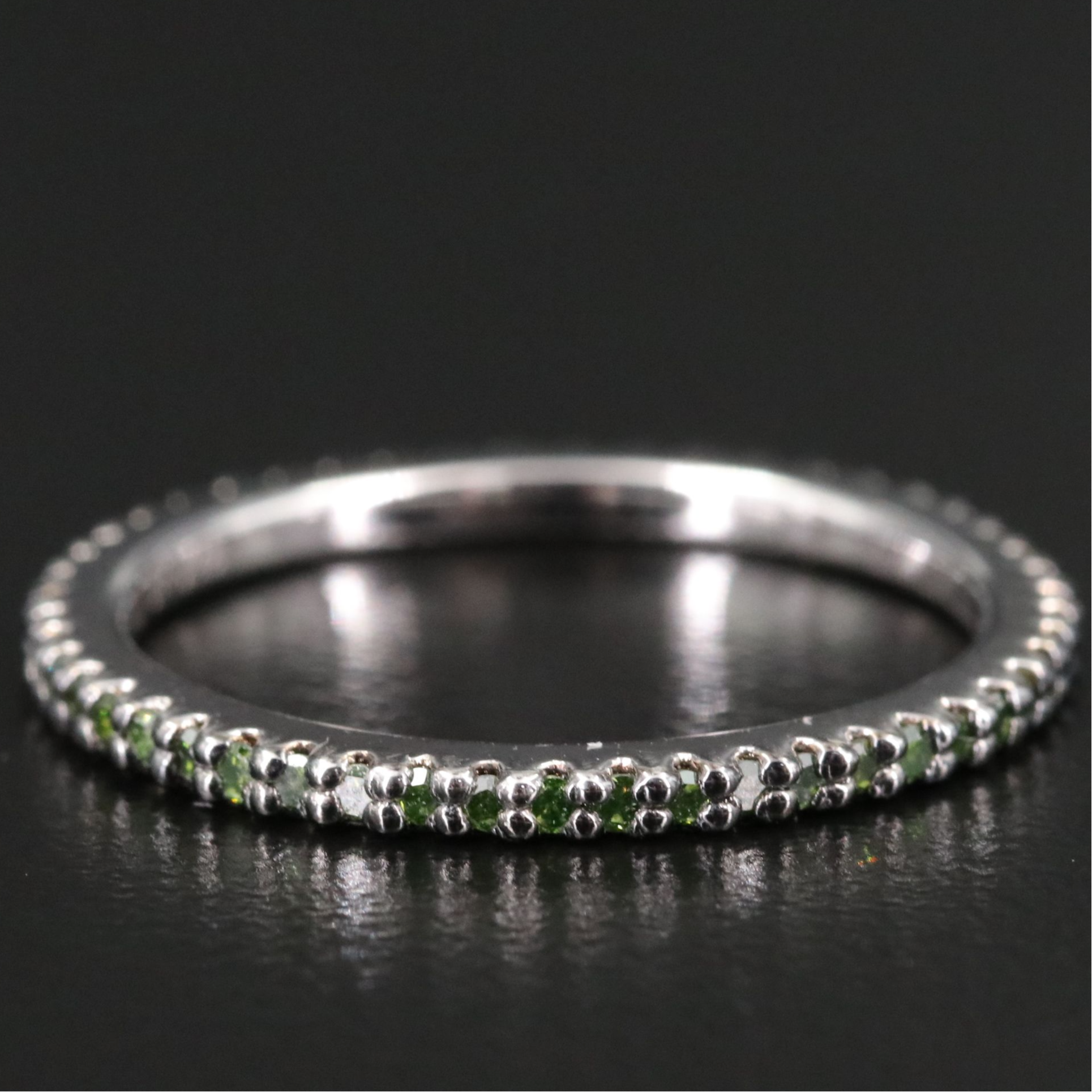 Sterling Fancy Green Diamond Eternity Ring