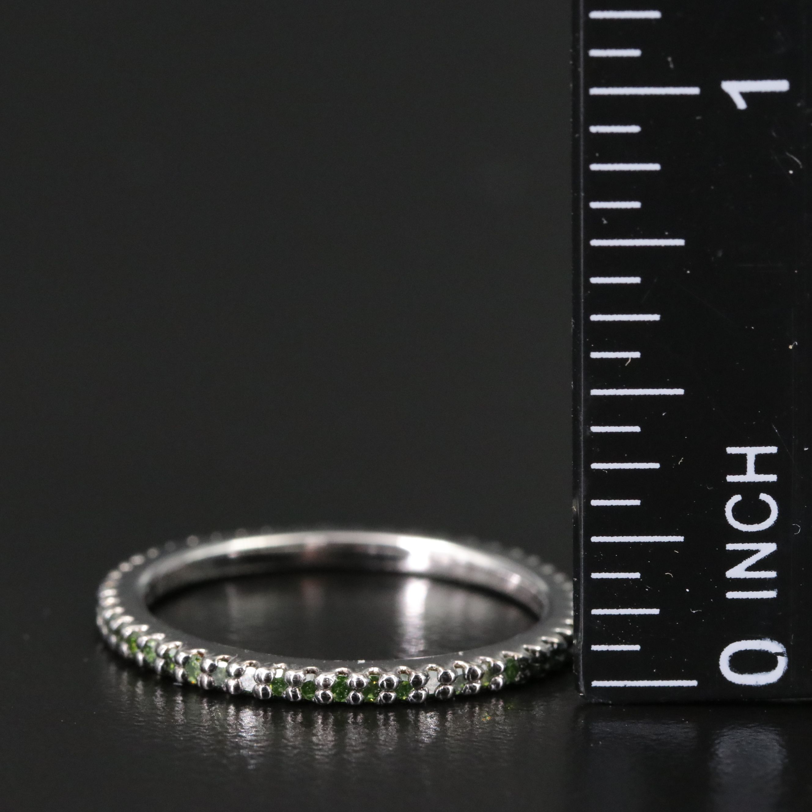 Sterling Fancy Green Diamond Eternity Ring