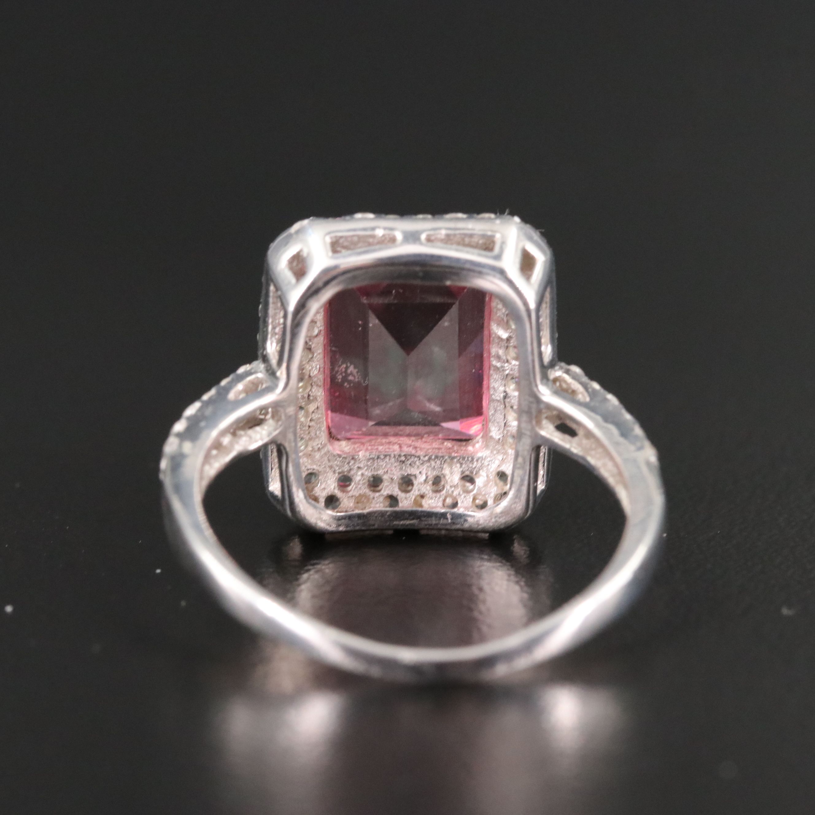 Sterling Quartz Triplet and Topaz Halo Ring