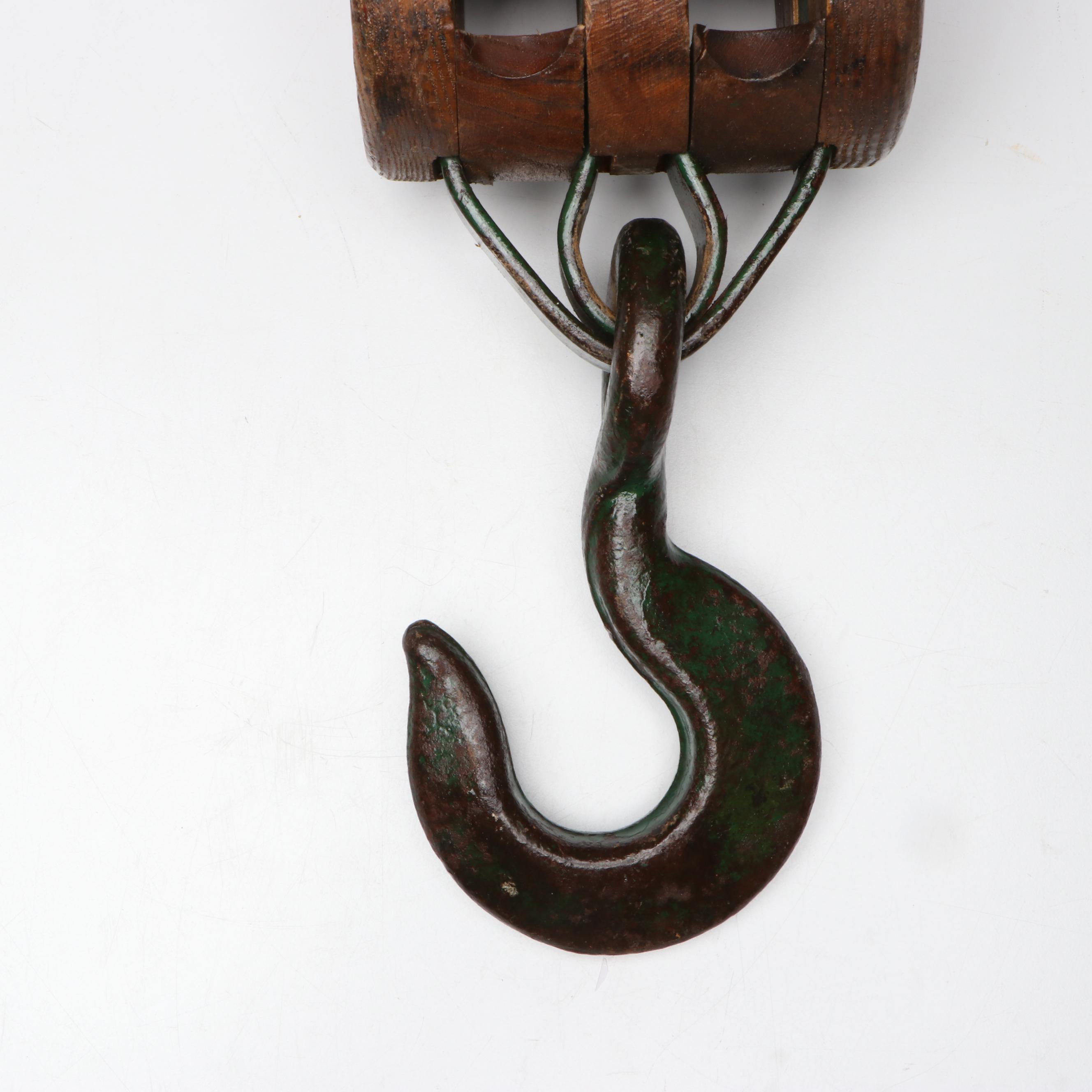 Double Block and Tackle Pulley with Ice Tongs, Antique