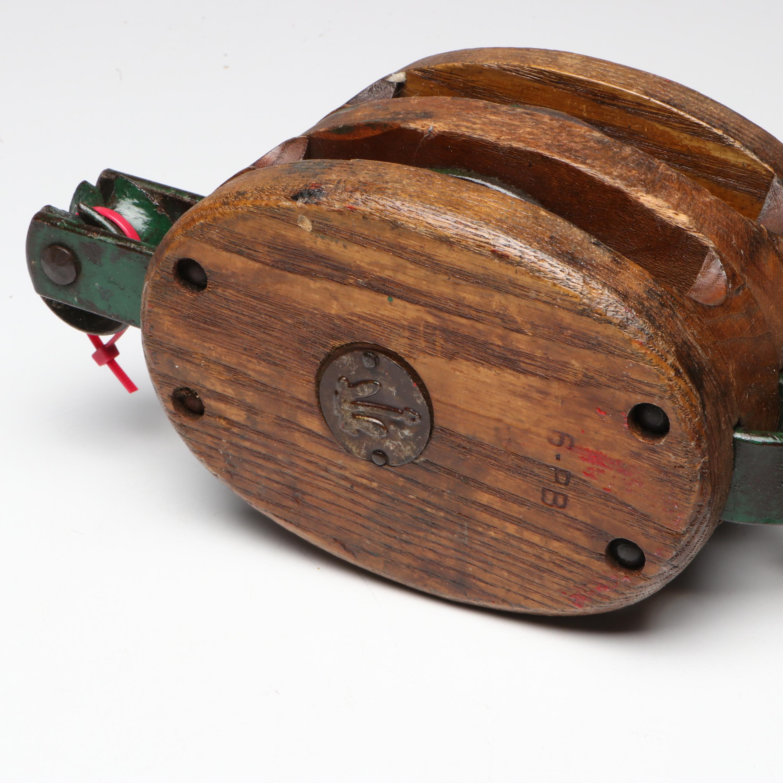 Double Block and Tackle Pulley with Ice Tongs, Antique