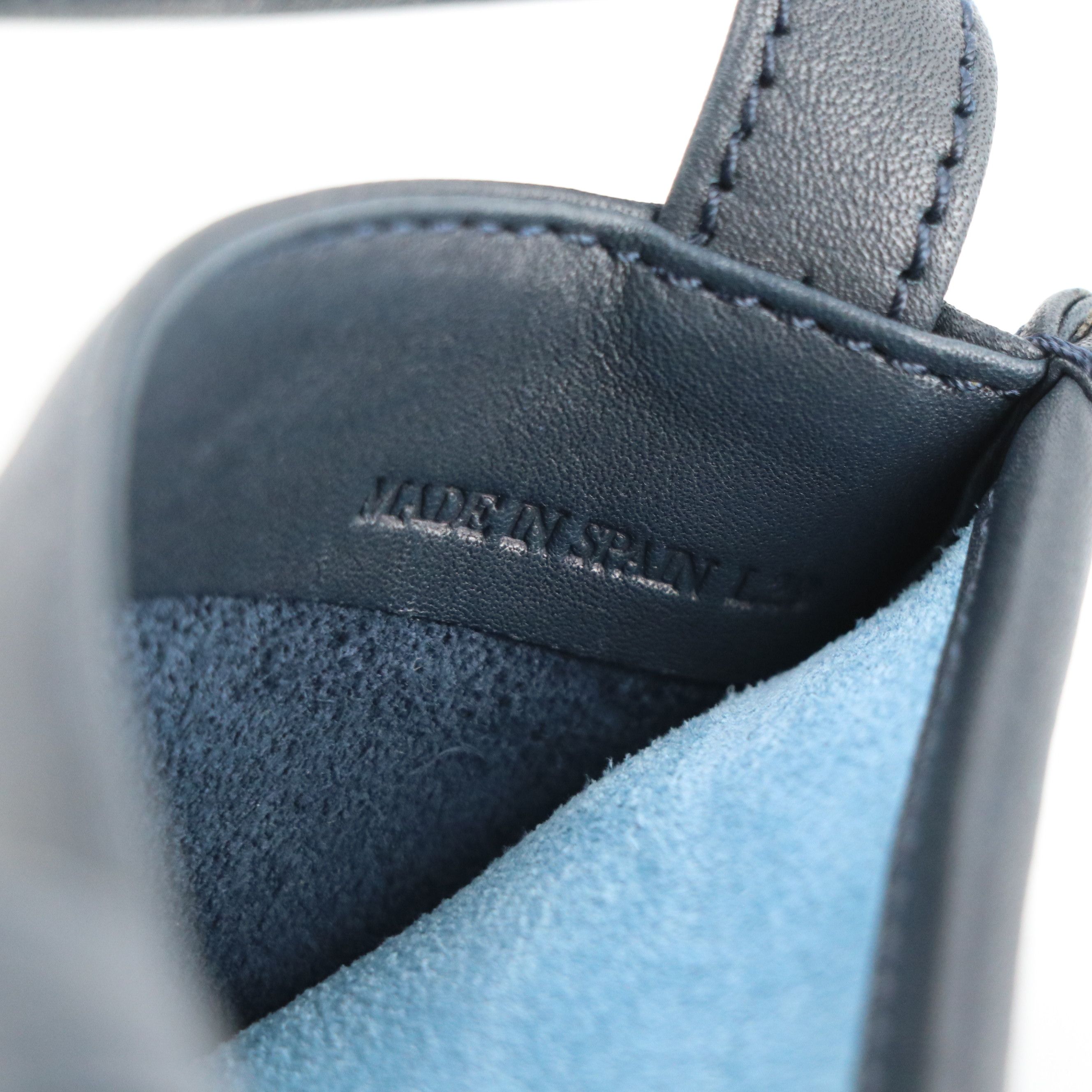 Loewe Small Flat Crossbody Bag in Bicolor Blue Suede and Leather