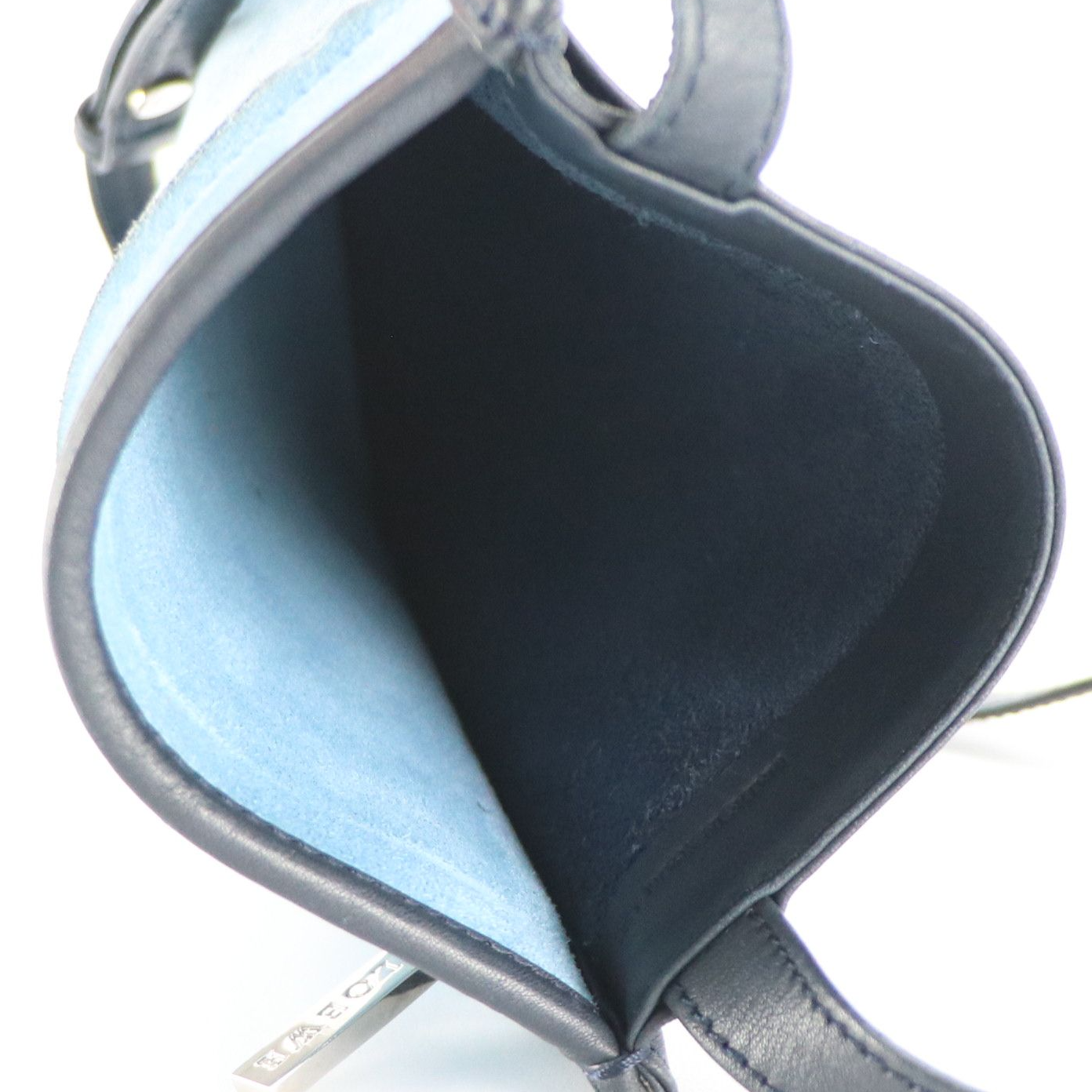 Loewe Small Flat Crossbody Bag in Bicolor Blue Suede and Leather