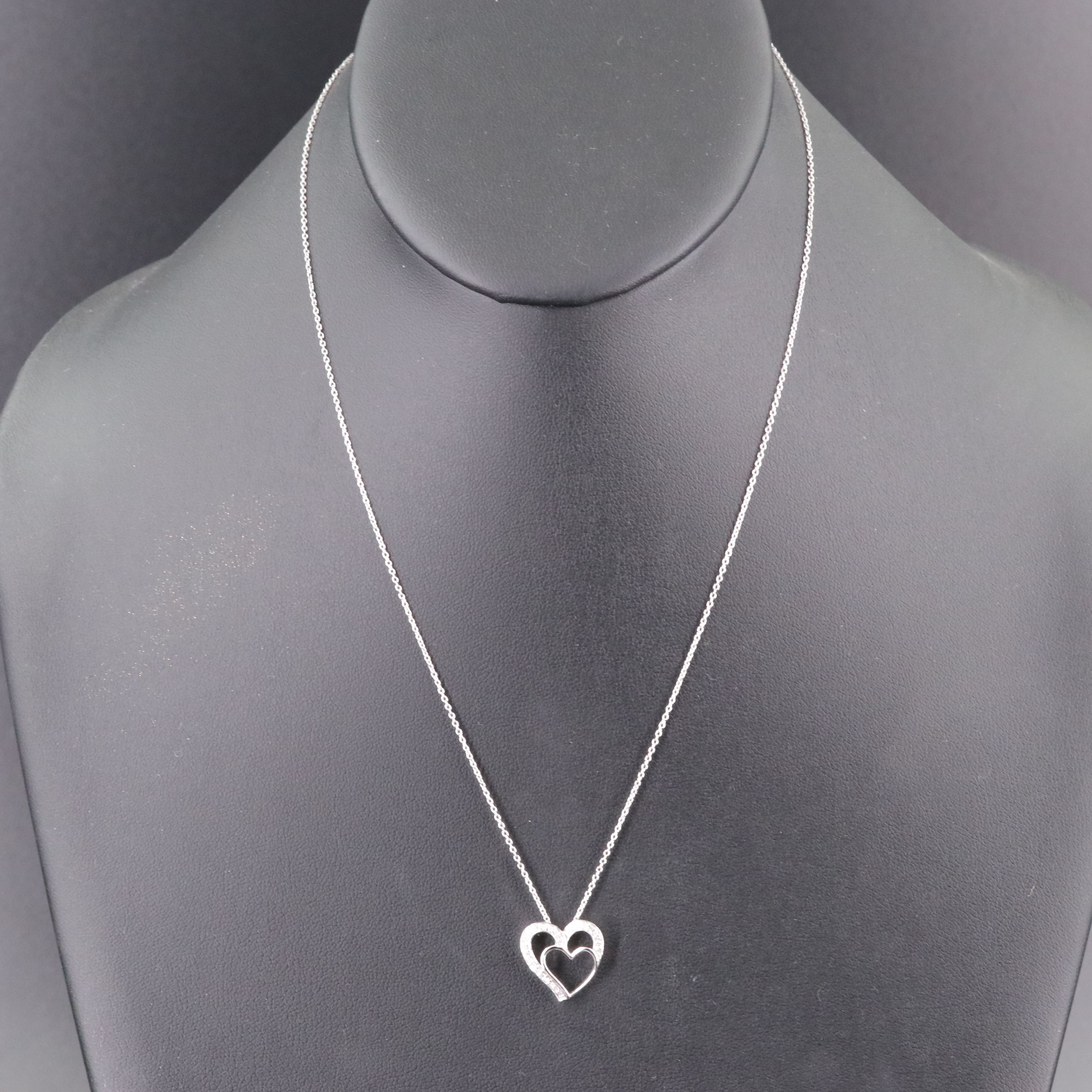Sterling Diamond Heart Pendant Necklace