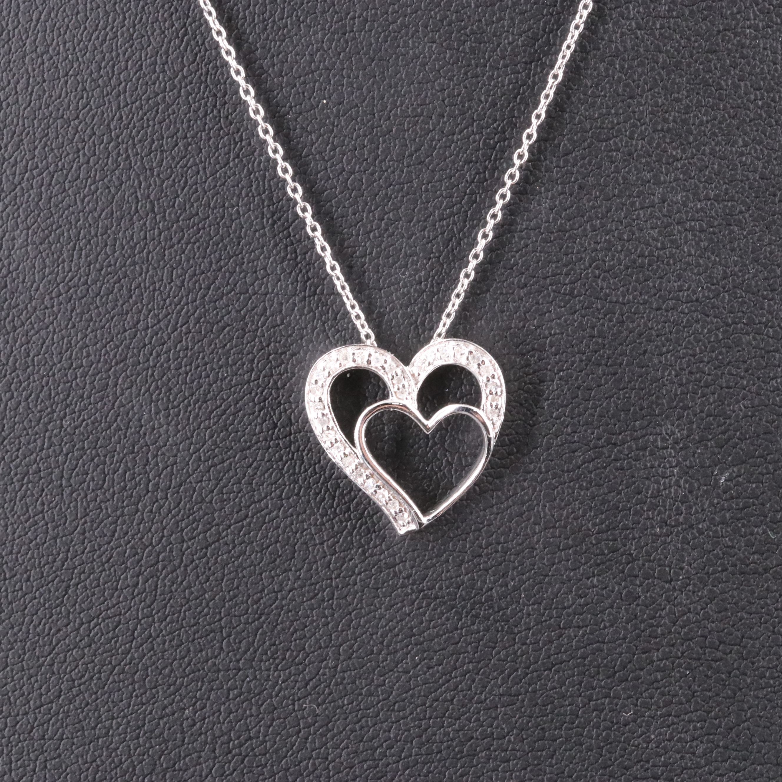 Sterling Diamond Heart Pendant Necklace